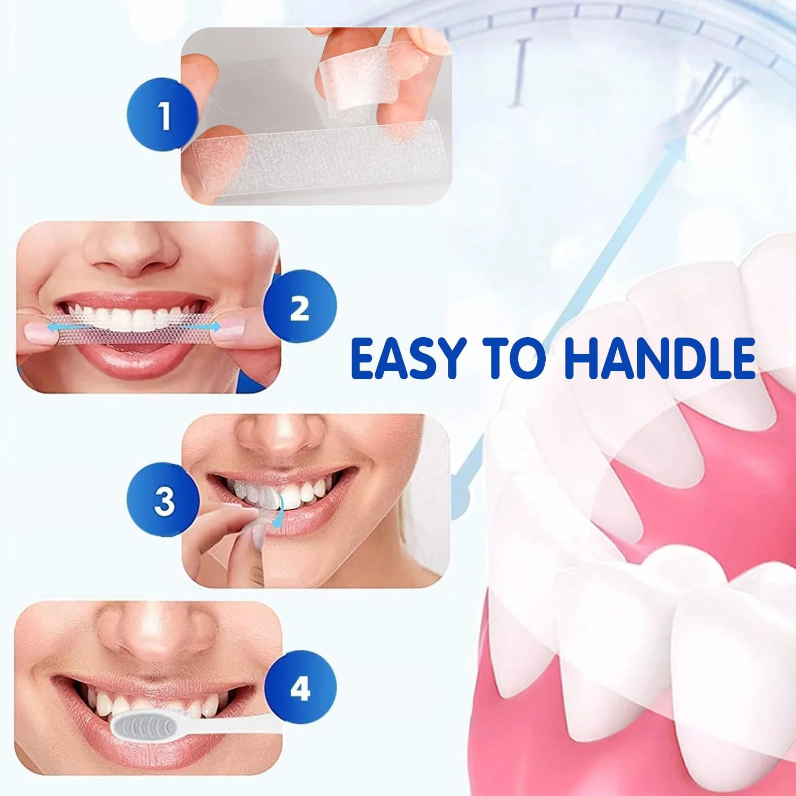 28 Strisce Sbiancanti Denti Professionali, Senza Teeth Sbiancamento Dei Denti, Whitening Strips per Sbiancamento Delicato, Facile Uso a Casa o in Viaggio