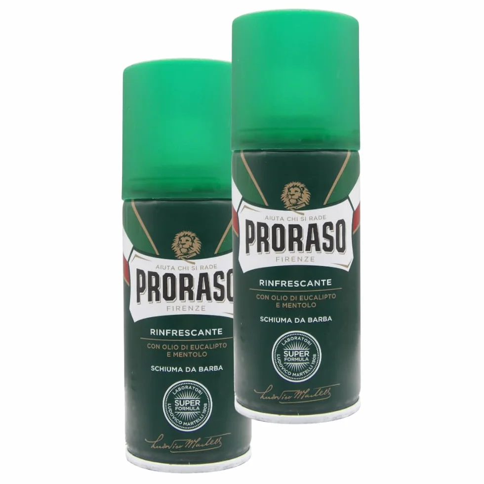 SCHIUMA DA BARBA RINFRESCANTE con olio di eucalipto e mentolo, 100ml, 2 Unità
