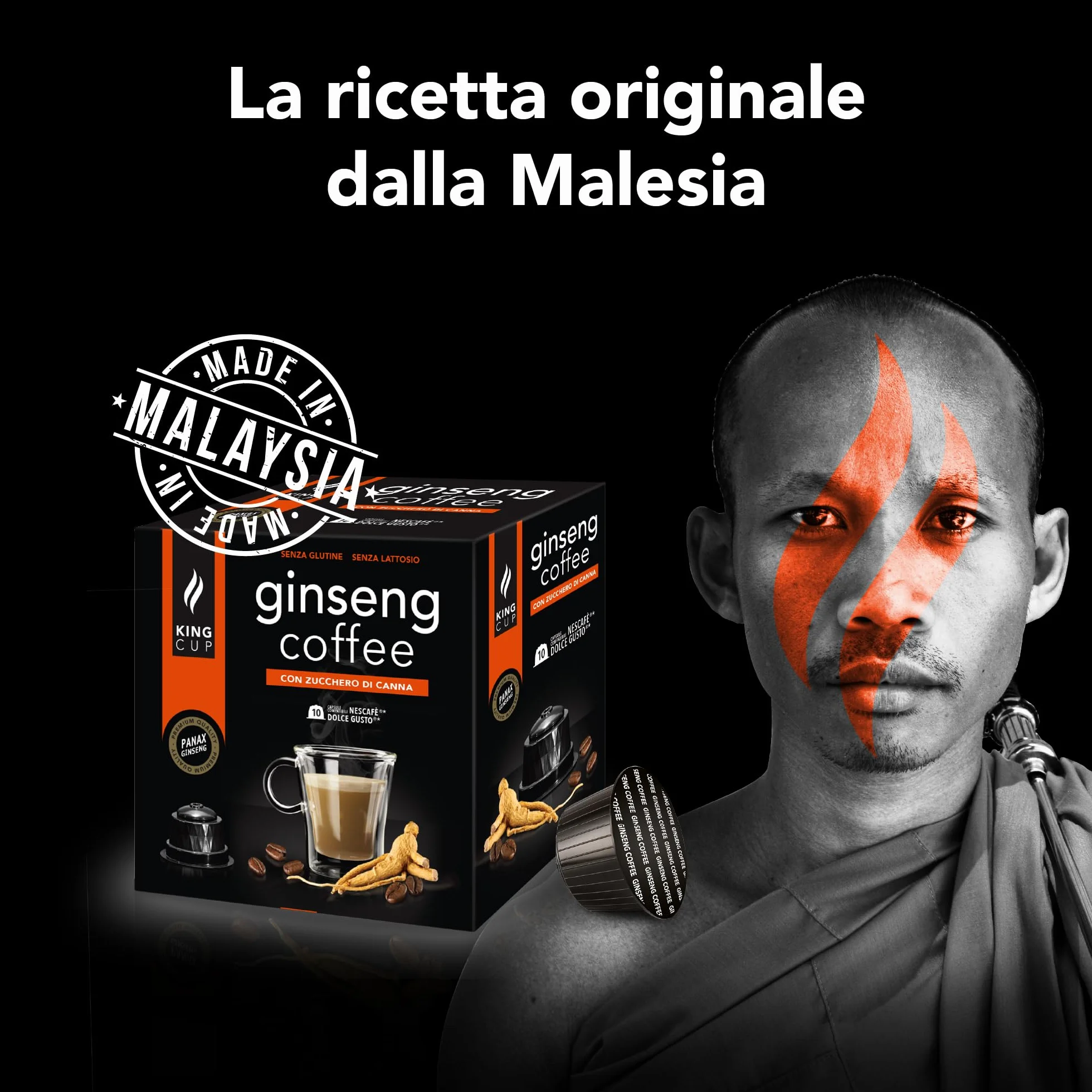 Capsule Ginseng King Cup 10pz Compatibili Nescafè Dolce Gusto Senza Glutine Lattosio