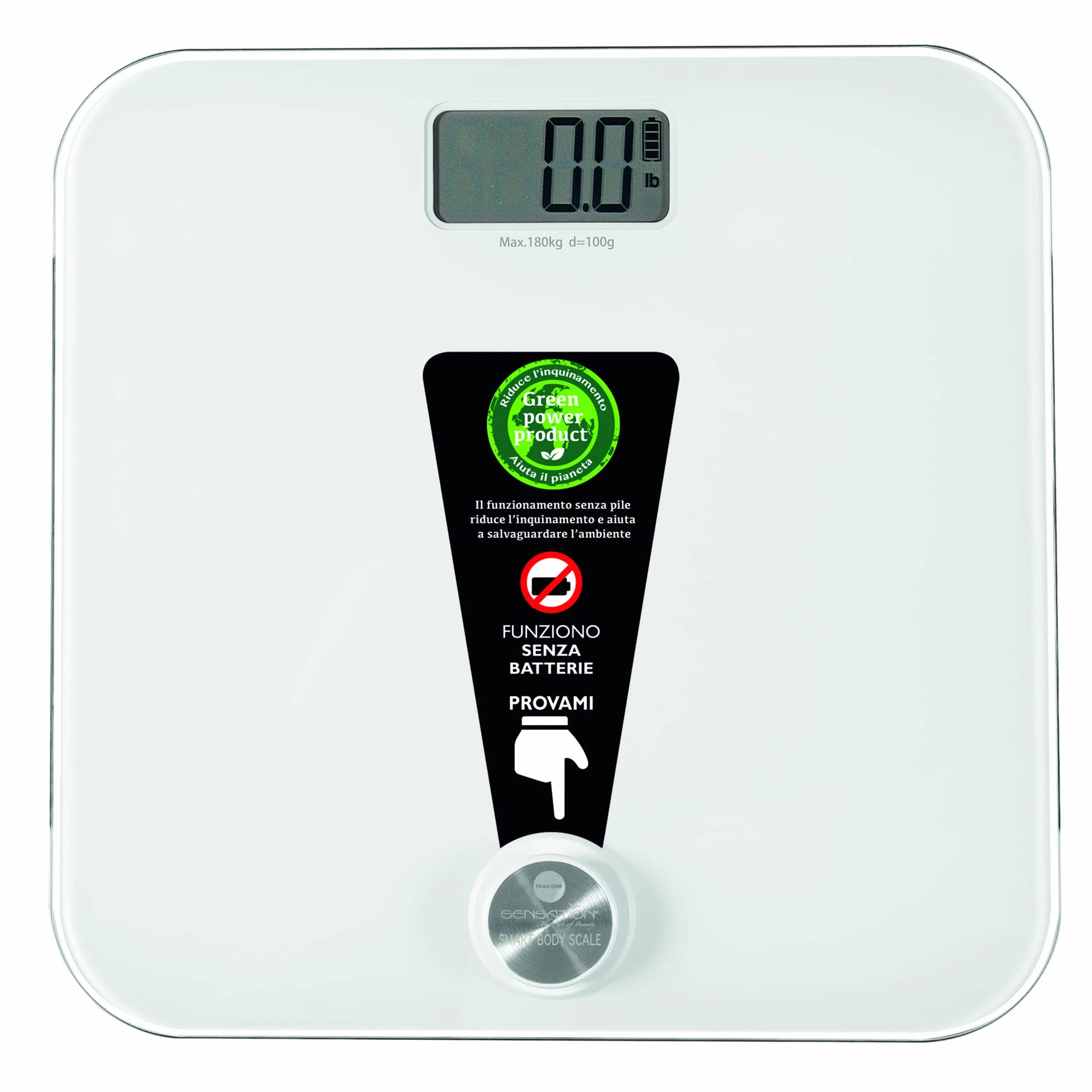 Sensation 869 Smart Body Scale Pesapersone Elettronica Ricaricabile Manualmente 100 gr 180 Kg