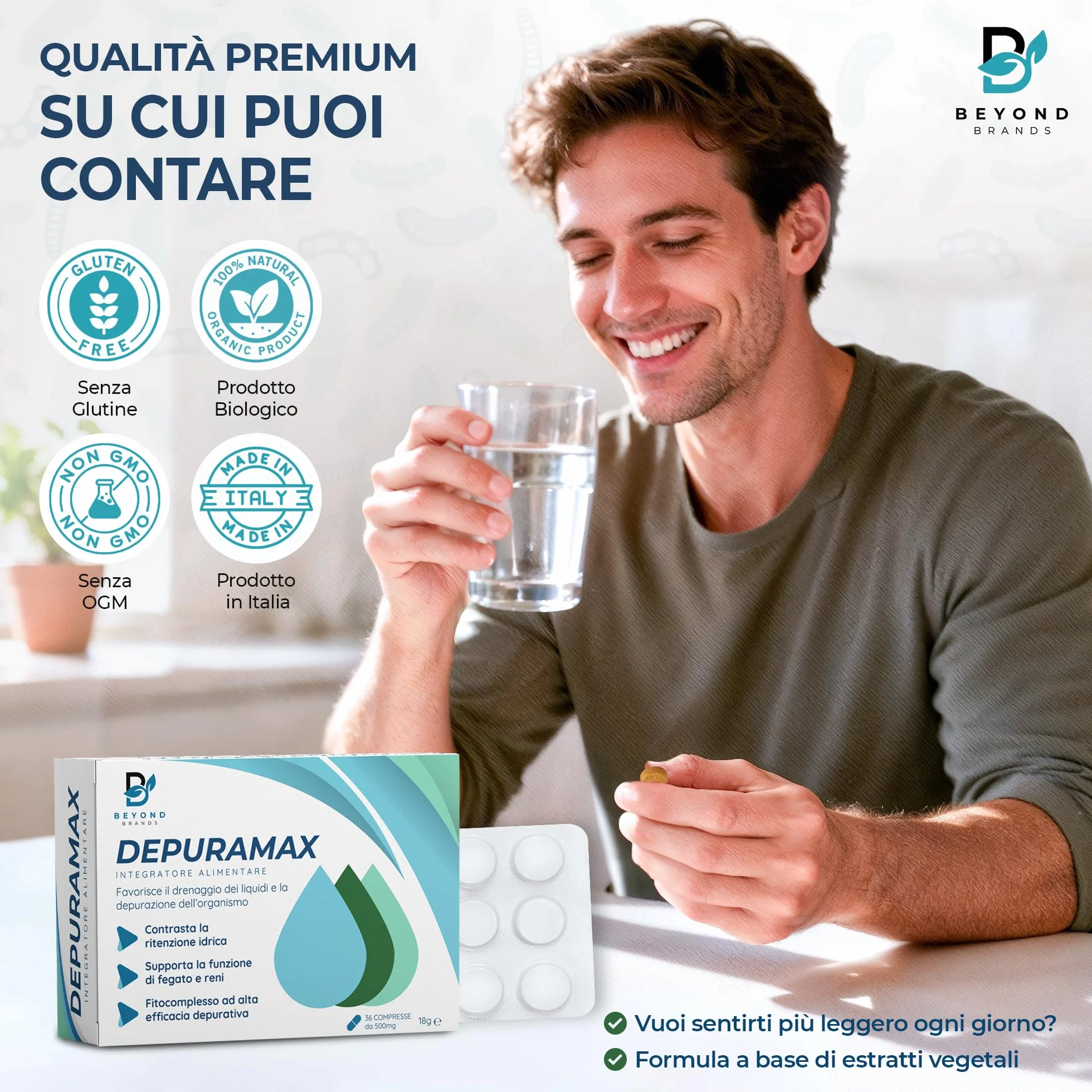 Detox Fegato e Intestino Diuretico Drenante Forte con Bromelina Betulla Tarassaco Finocchio Centella Asiatica Orthosiphon Made in Italy