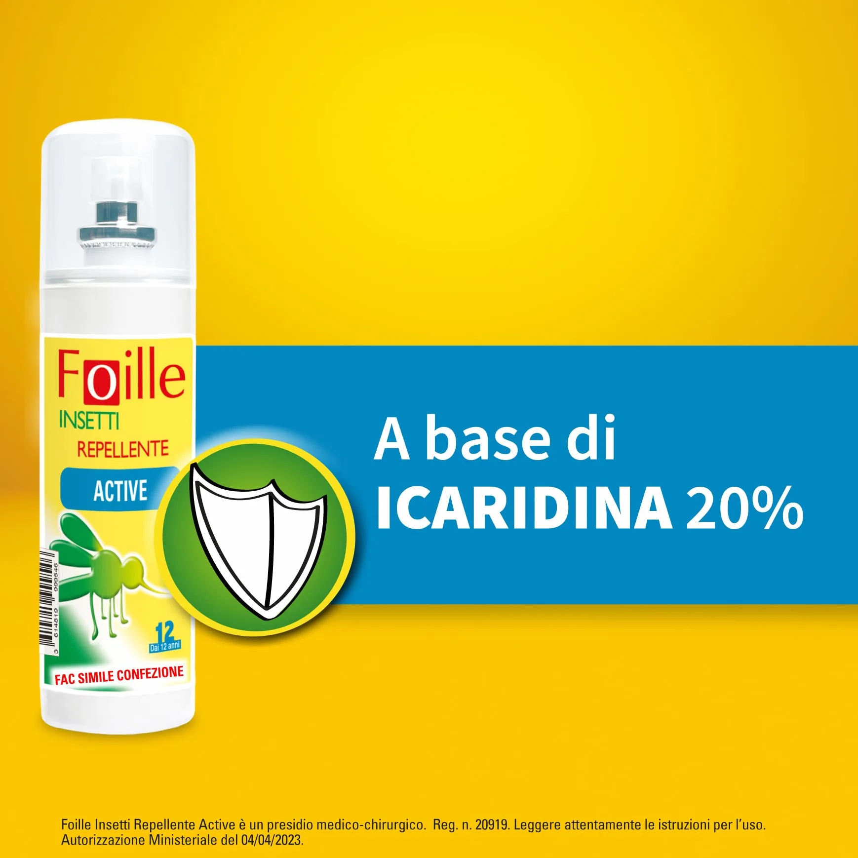 Repellente Insetti Foille Active con Icaridina 20% 100 ml x2, Contro Zanzare Zecche Flebotomi, Efficacia 12 Ore