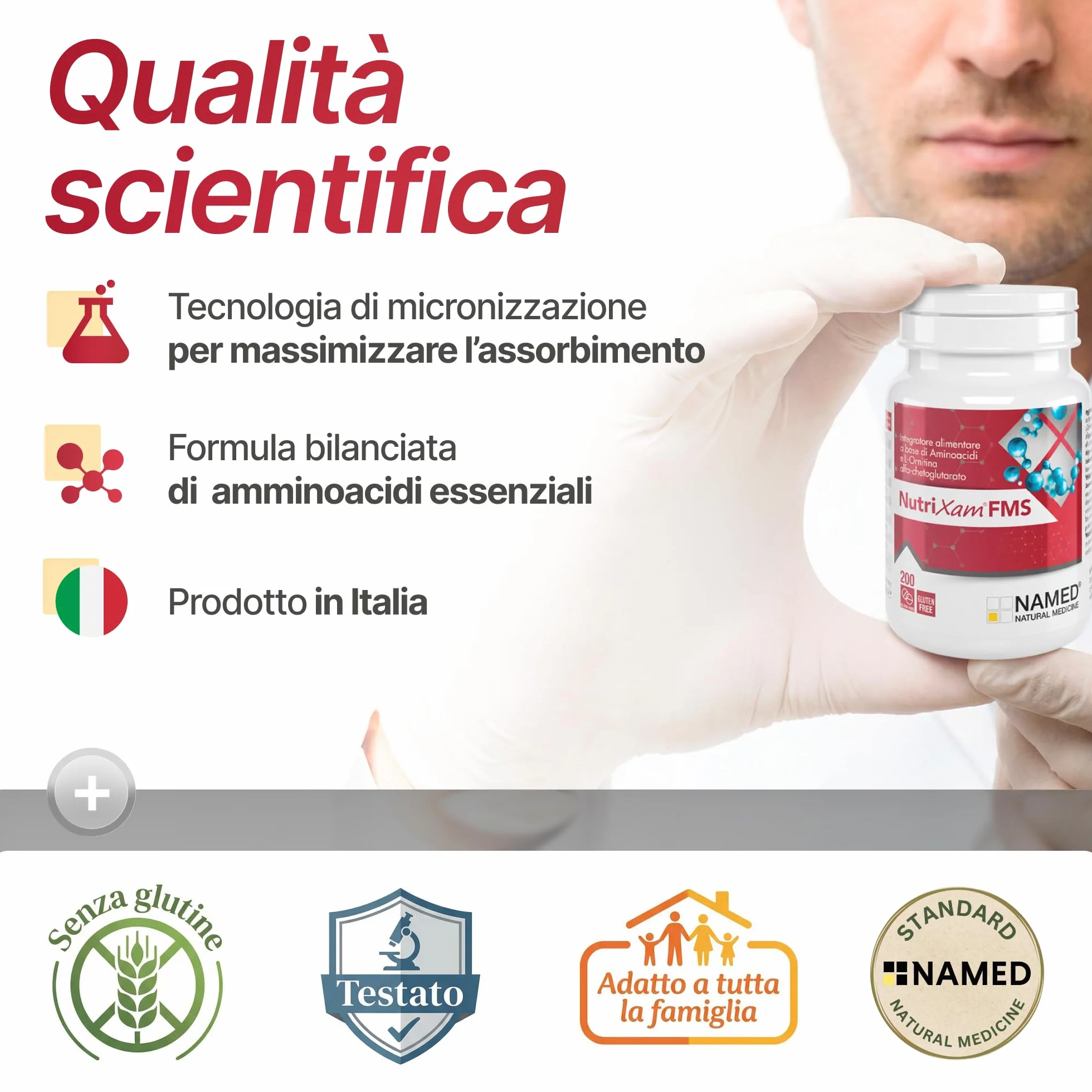 NAMED Nutrixam Integratore Aminoacidi Essenziali EAA | Aminoacidi Ramificati BCAA | Supporto per Recupero Muscolare, Energia e Benessere Fisico | Integratore Completo Adulti | FMS, 30 Buste