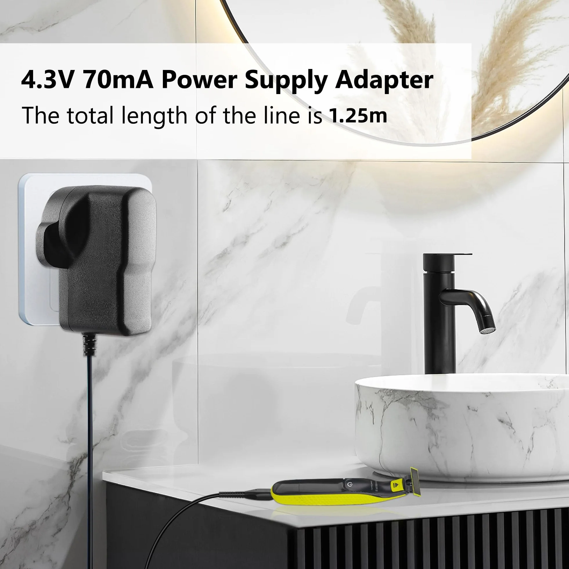 Xahpower Caricatore per Philips Oneblade QP2520, 4.3V Alimentatore per BT3206 MG3740 MG3730 MG3710 MG5720 MG5730 QP2620 Modello A00390