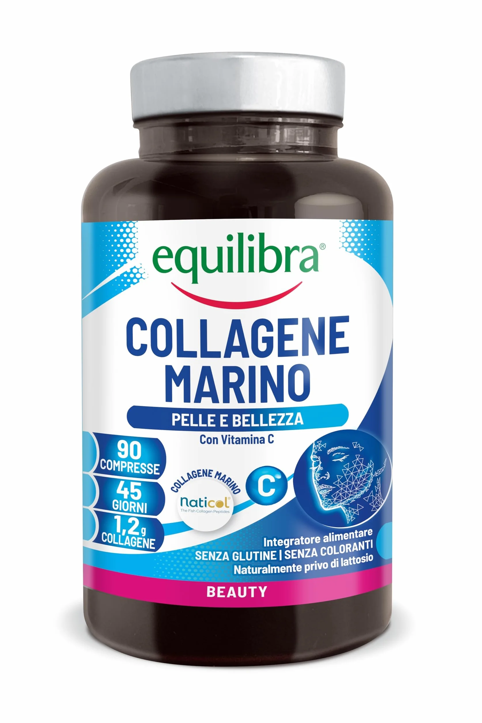 Equilibra Collagene Marino Idrolizzato Naticol 90 Compresse 1200 mg Collagene 80 mg Vitamina C Tipo I e III