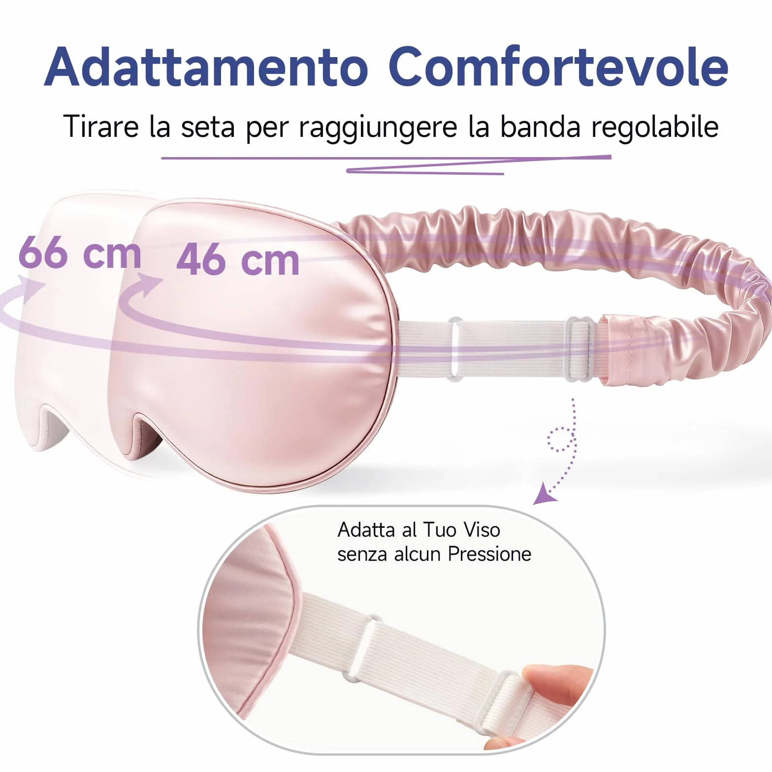 Umisleep 100% pura seta maschera, 22 momme 6A, morbida e liscia, traspirante, per donne e uomini, migliore tenuta della luce, con custodia da viaggio, Maschera per gli occhi regolabile (Rosa)