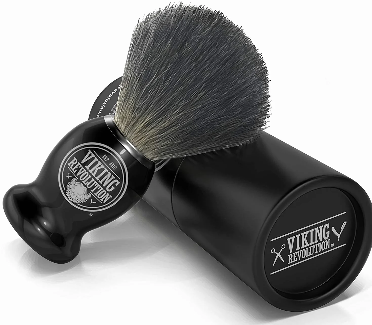 Viking Revolution Pennello Barba in Tasso - Pennello da Barba Rasatura a Umido con Crema e Schiuma da Barba - La Miglior Rasatura con Rasoio di Sicurezza, Rasoio a Doppio Filo o Rasoio Pieghevole
