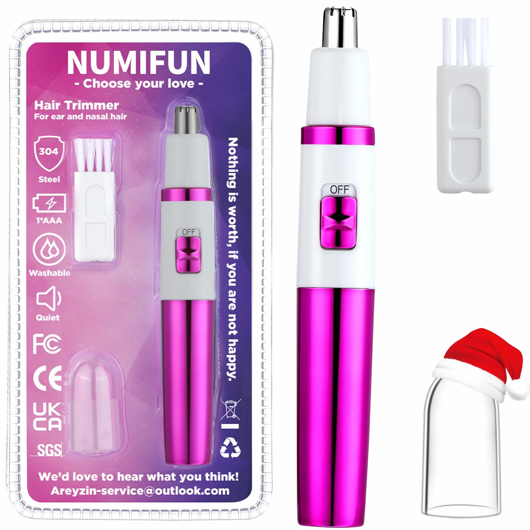 NUMIFUN Rasoio per da naso da donna, senza dolore, per orecchie e naso, per sopracciglia, orecchio, nasos, professionale, impermeabile, oro rosa