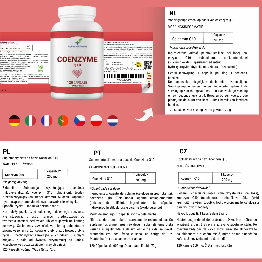 Coenzima Q10 200mg| 120 capsule vegane |Fornitura per 4 mesi | Energia e antietà – Dosi elevate