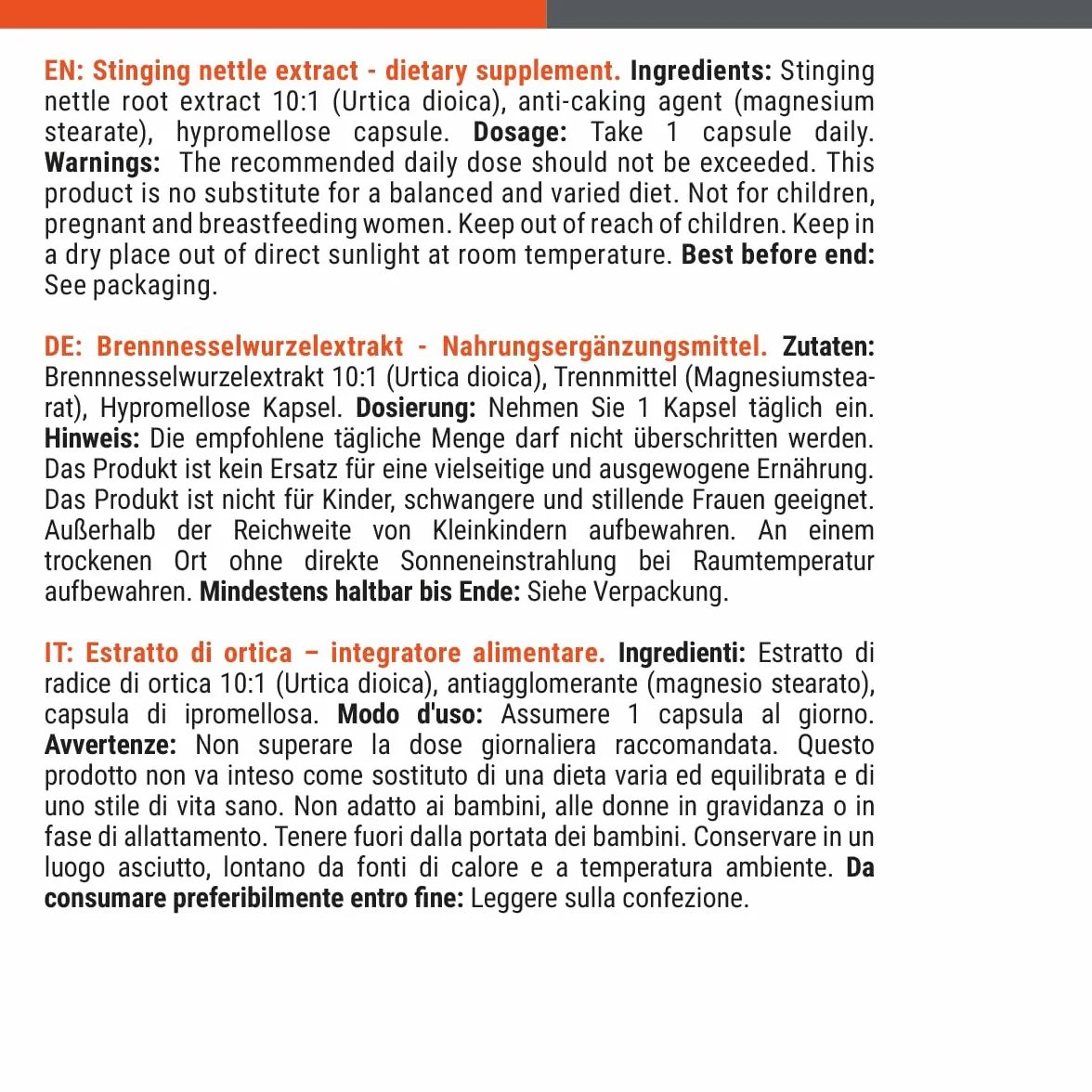 GymBeam Estratto di Radice di Ortica 90 cps 500 mg 10:1 Supporto Salute Muscolo-Scheletrica Cardiovascolare