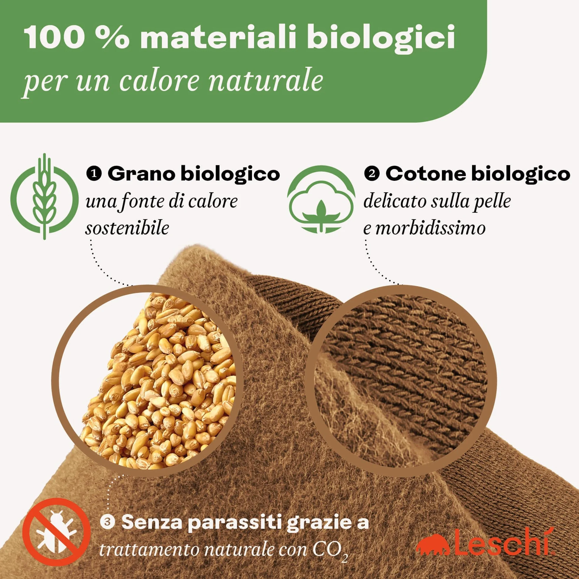 LESCHI Cuscino cervicale termico per microonde - 100% cotone e grano biologico - Cuscino riscaldante ideale per sciogliere tensioni a collo, spalle e schiena - Cane, beige