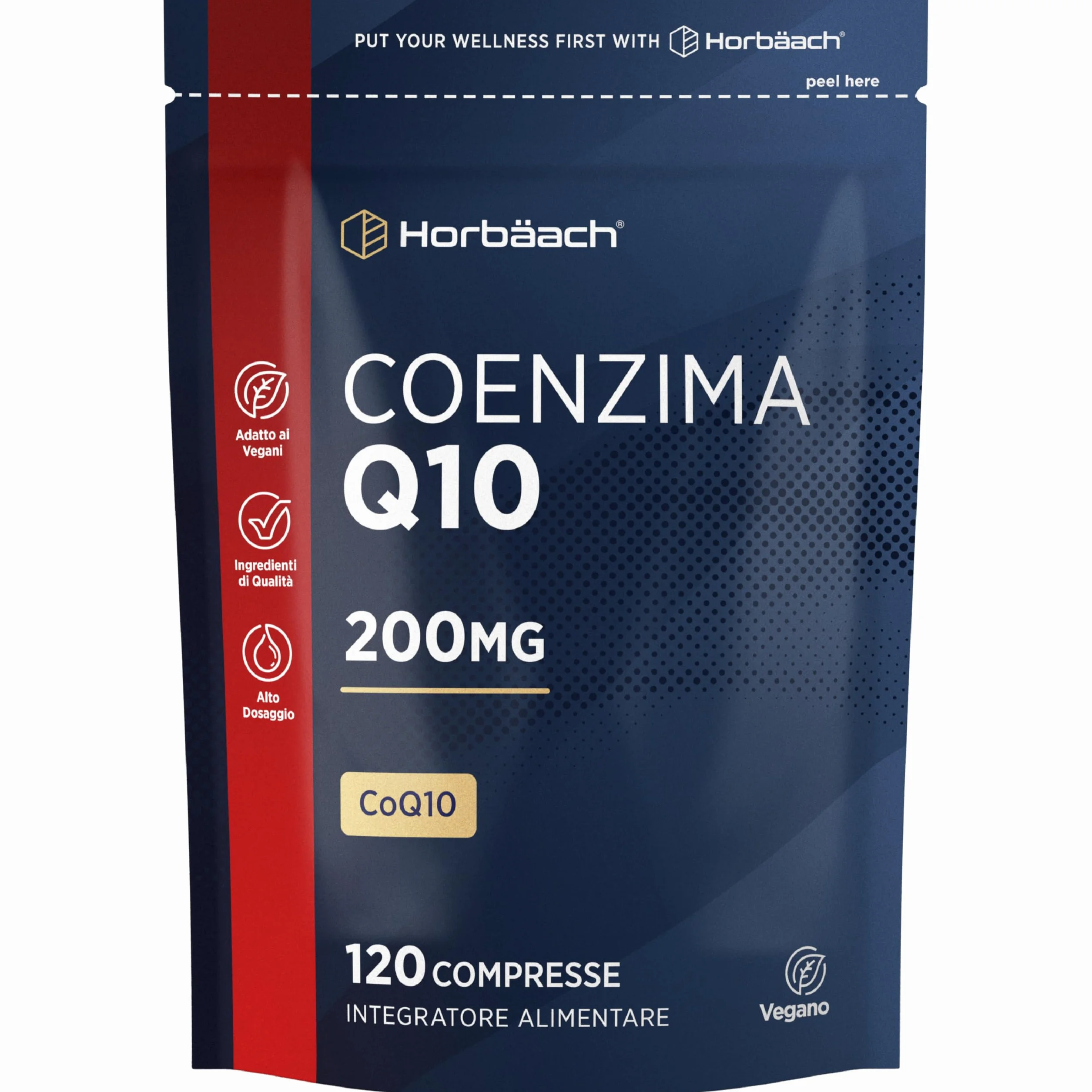 Coenzima Q10 200mg | CoQ10 200mg | 120 compresse | Adatto a vegetariani e vegani | Horbaach