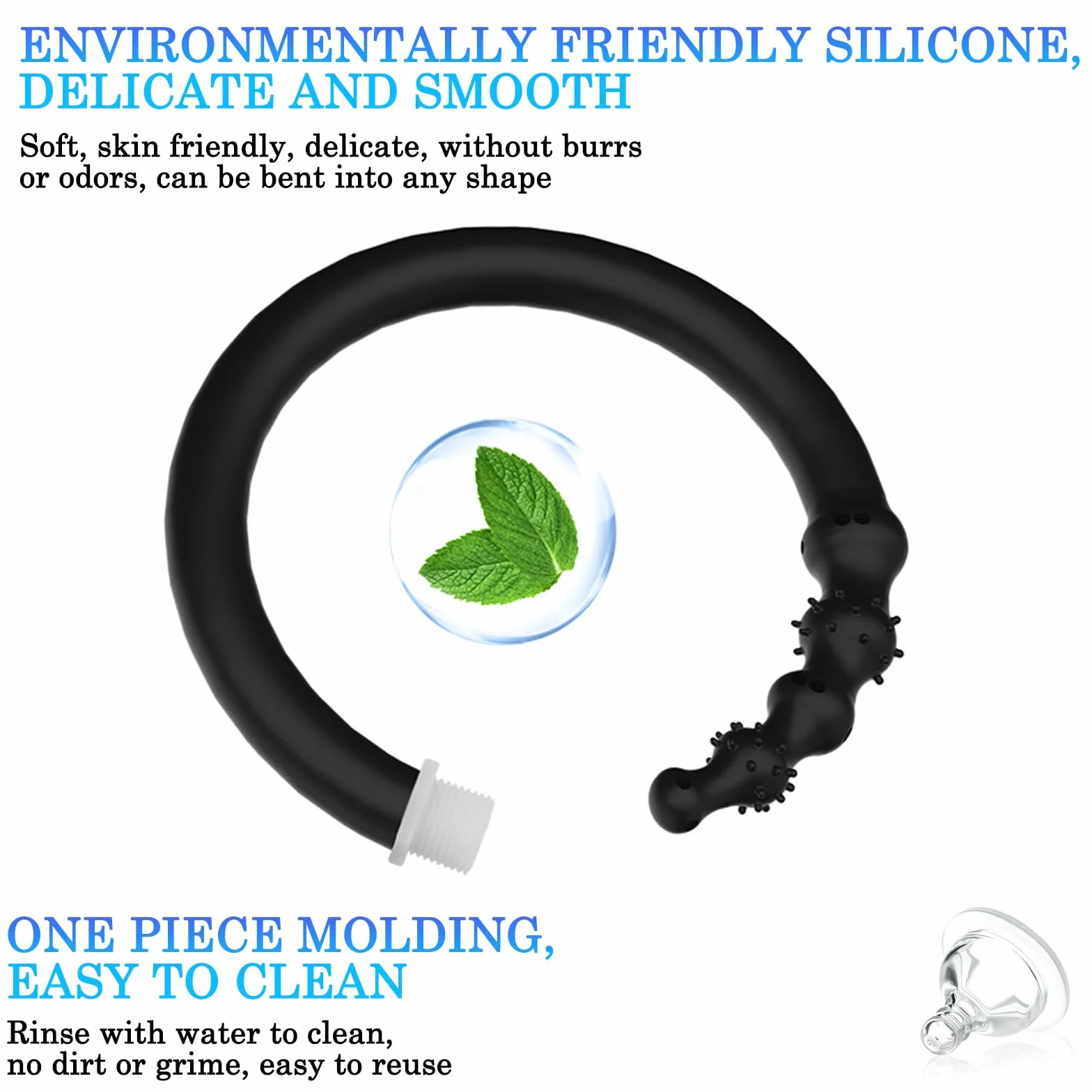BDSMJOY Doccia clistere anale Cleaner in silicone, Tubo flessibile per clistere con Particelle di massaggio, Plug Anale Butt Plug Sexytoysys Donne Uomo (L)