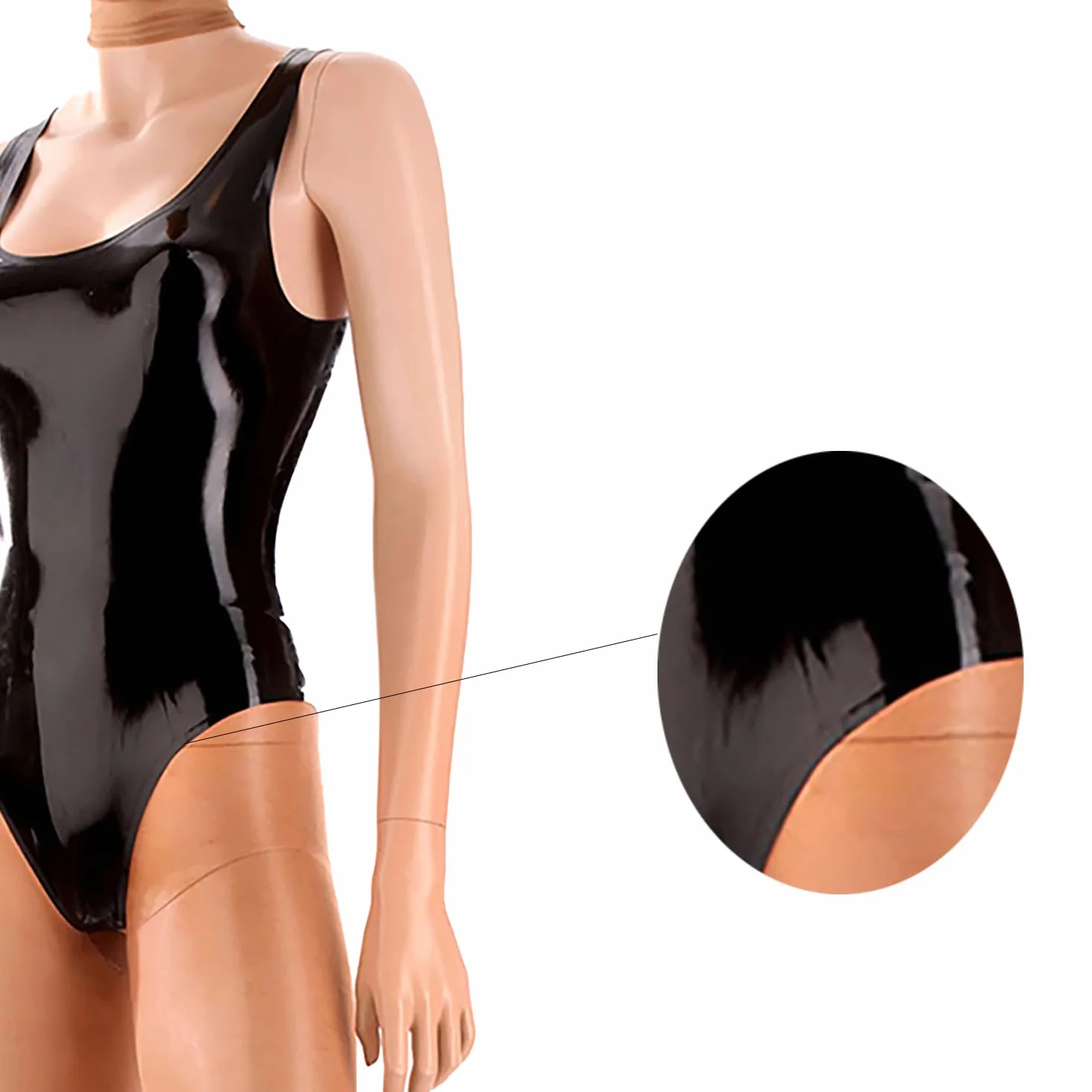 Tuta Body in Lattice Gomma da Donna,Costume da Bagno in Lattice con Schiena Scoperta e Forcella Alta Fatto a Mano
