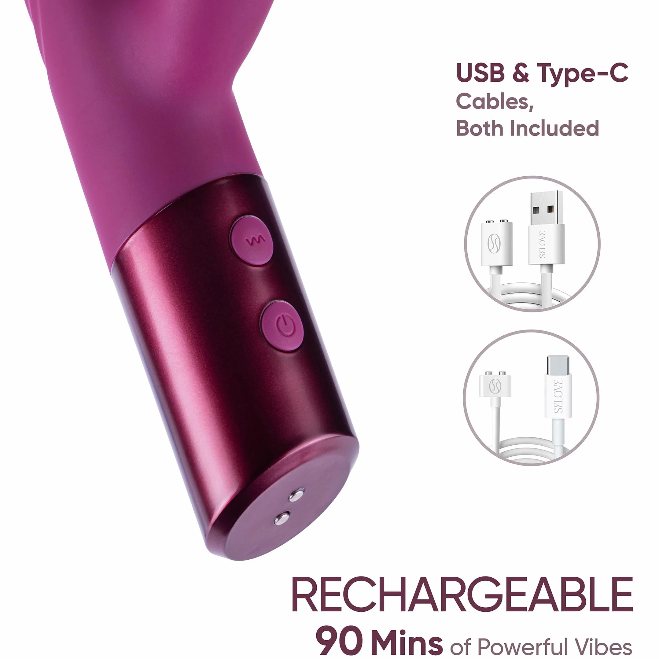 SELOVE Vibratore Rabbit con Spinta – Dildo Punto G, Doppia Vibrazione