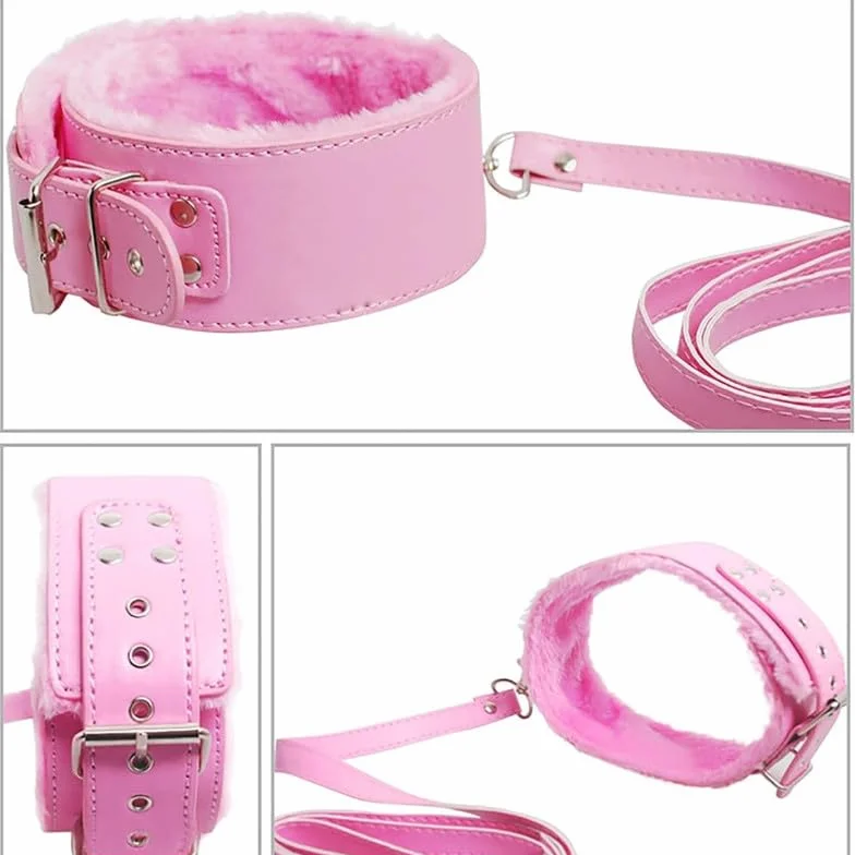 Set di Otto Pezzi di Lychee Modellato Rosa Regolabile Accessori per Il Piacere all'Interno, Fascia Elastica Morbida Come Regalo di Coppia, Manette Erotiche