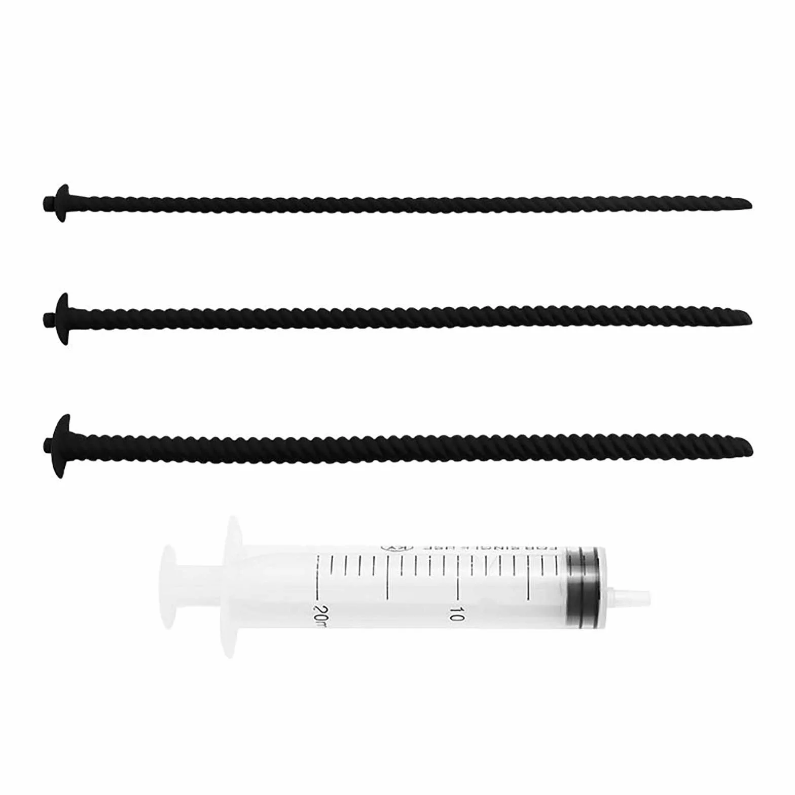 Asta vibrante liscia opzionale in 3 misure con siringa, speciale allungamento maschile per una minzione facile, set di allenamento speciale per uomini -D23IT (3 sizes combination)
