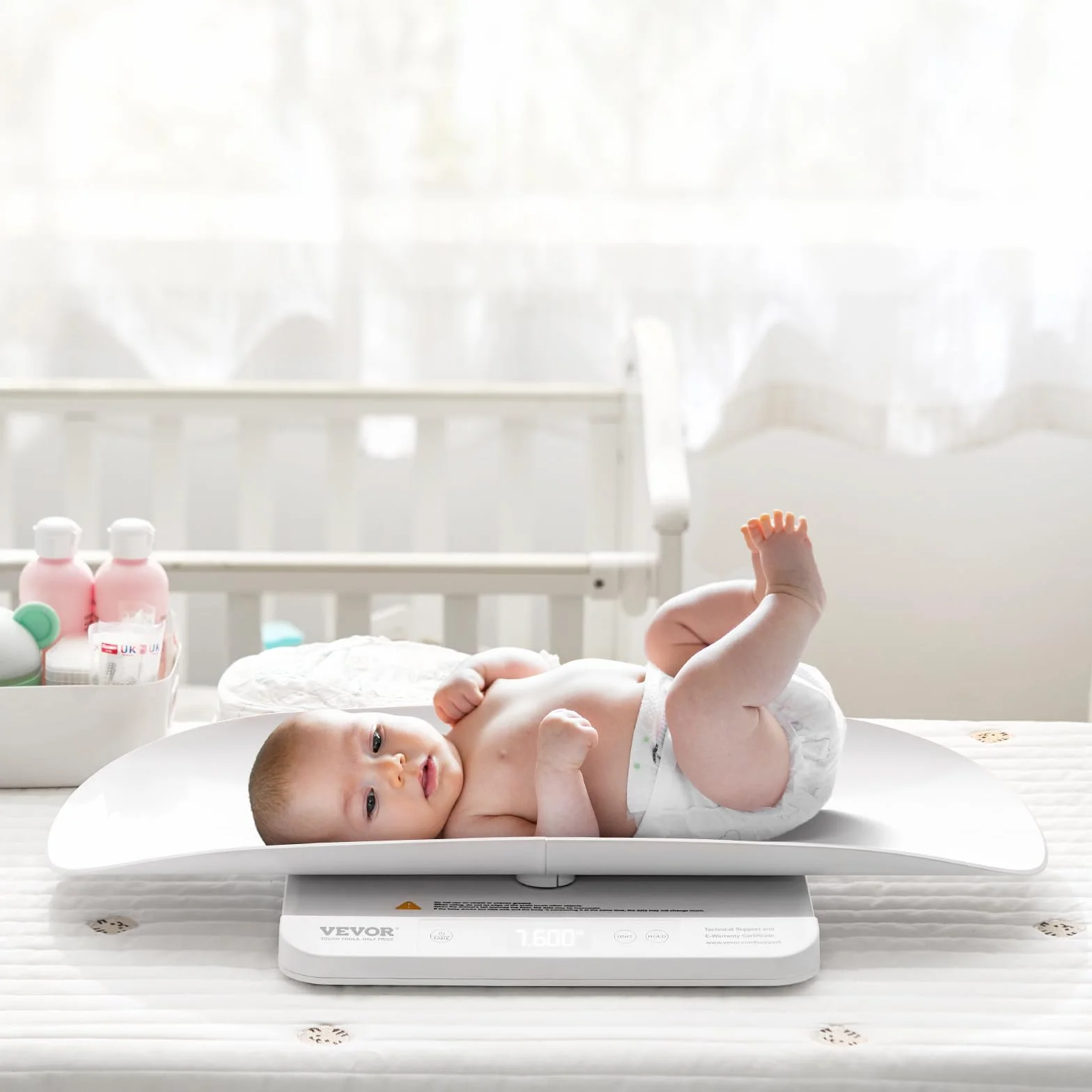 VEVOR Bilancia Intelligente Bluetooth per Neonati 2 in 1, Digitale con Vassoio Staccabile, Hold e Tare, 30 kg