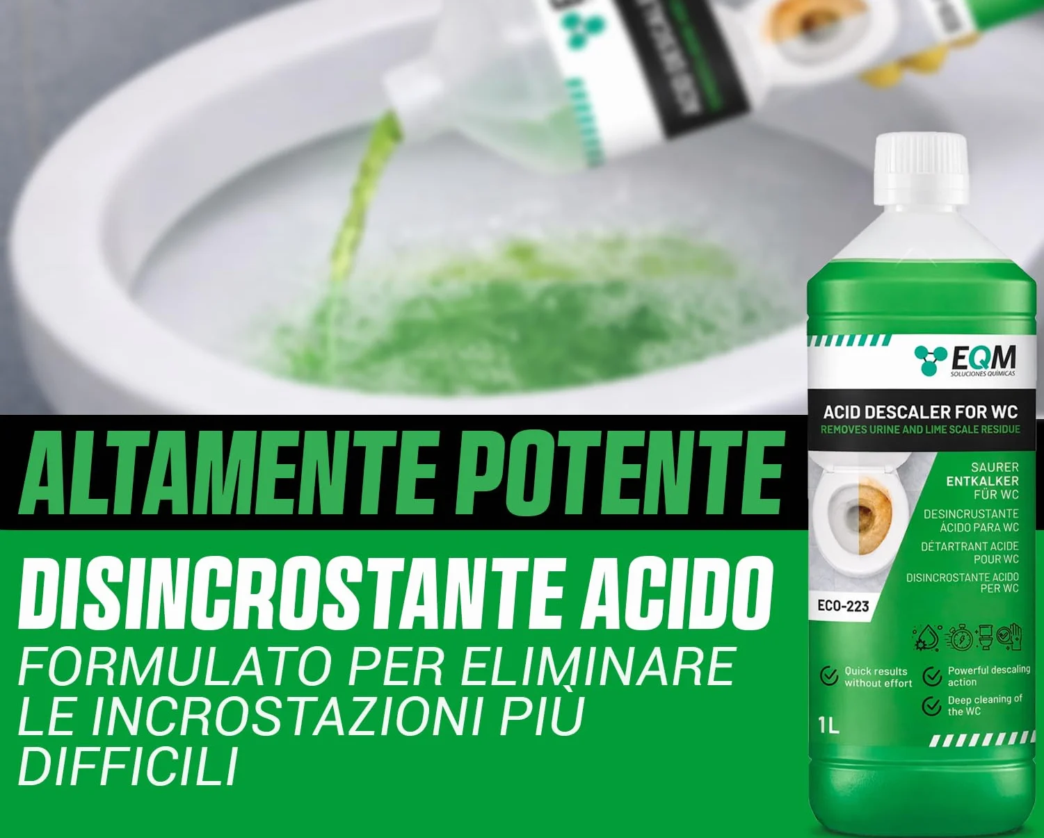 EQM Disincrostante WC Acido 1 L - Anticalcare Potente per Sanitari