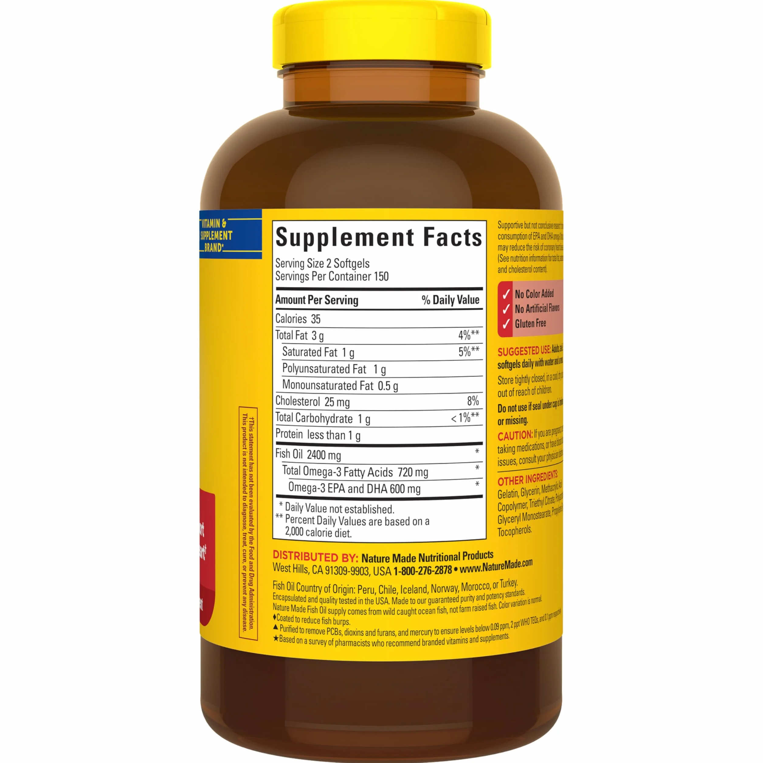 Nature Made Olio di pesce senza ruttino 1200 mg Softgels, 300 Conteggio