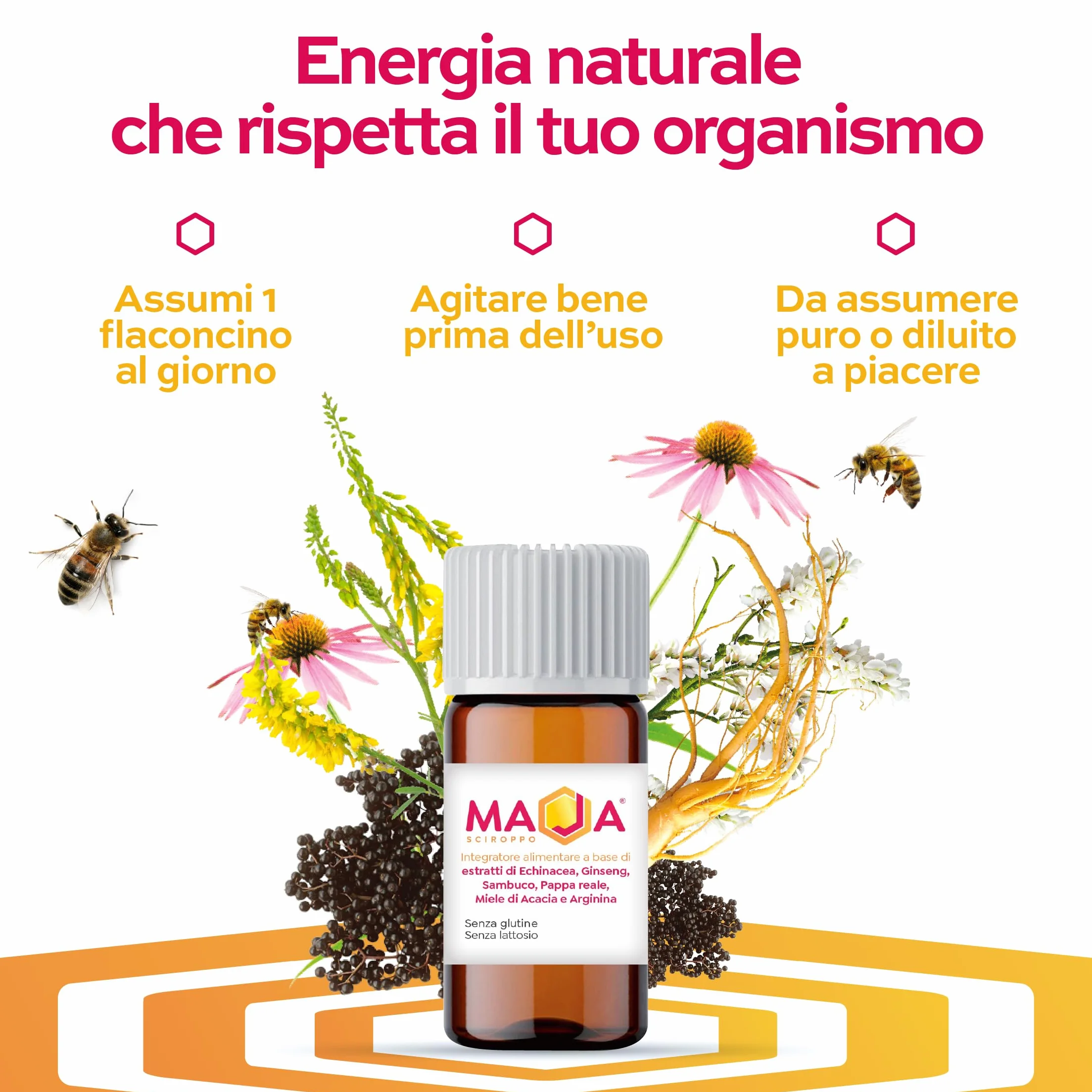 MAJA Pappa Reale Integratore Ricostituente Energia Fisica e Mentale con Echinacea Miele di Acacia Ginseng Sanbuco Arginina 10 Flaconi Made in Italy