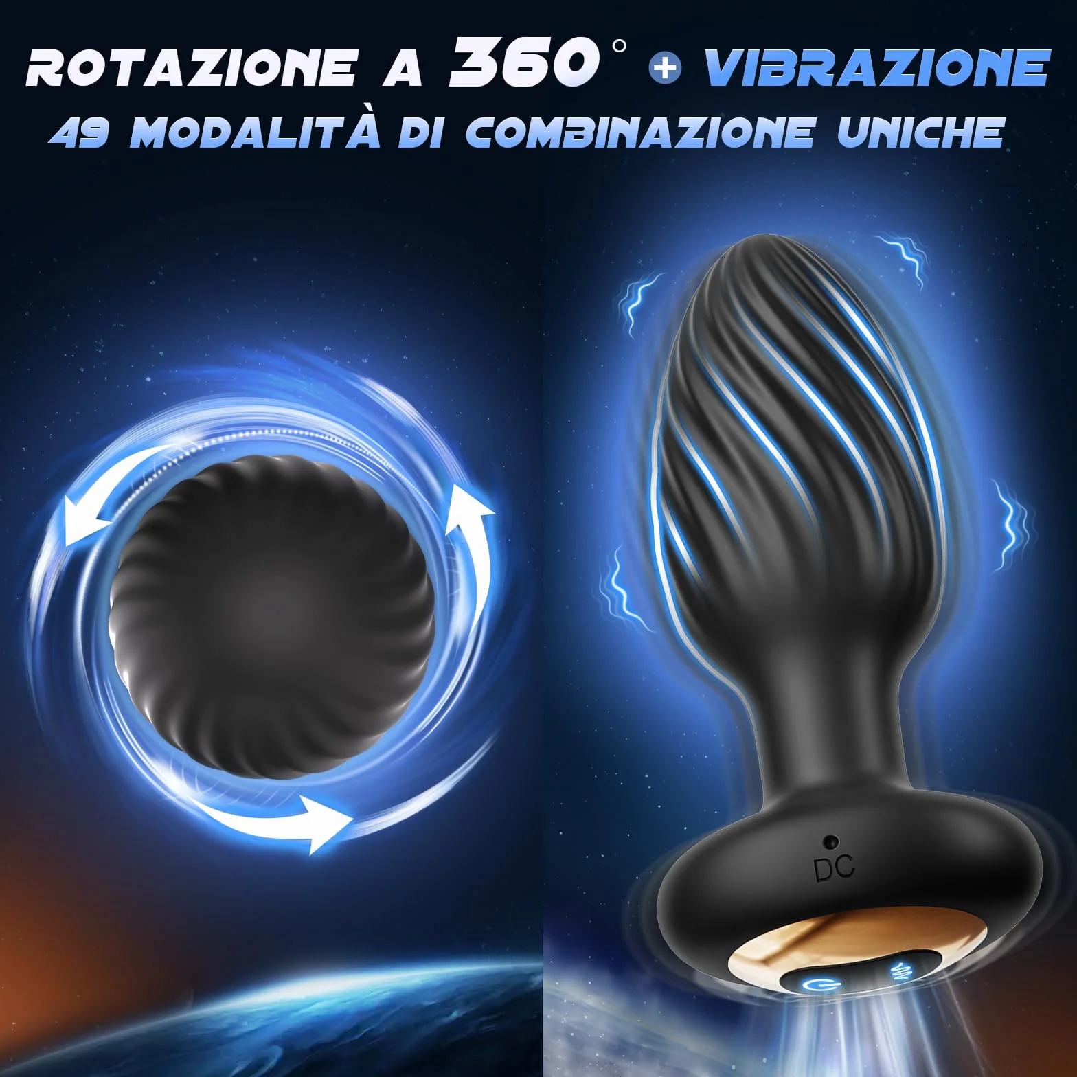 Vibratore Anale Dildo per Uomo con 7 Rotazione e 7 Vibrazione, Sex Toys Sessuali per Coppia