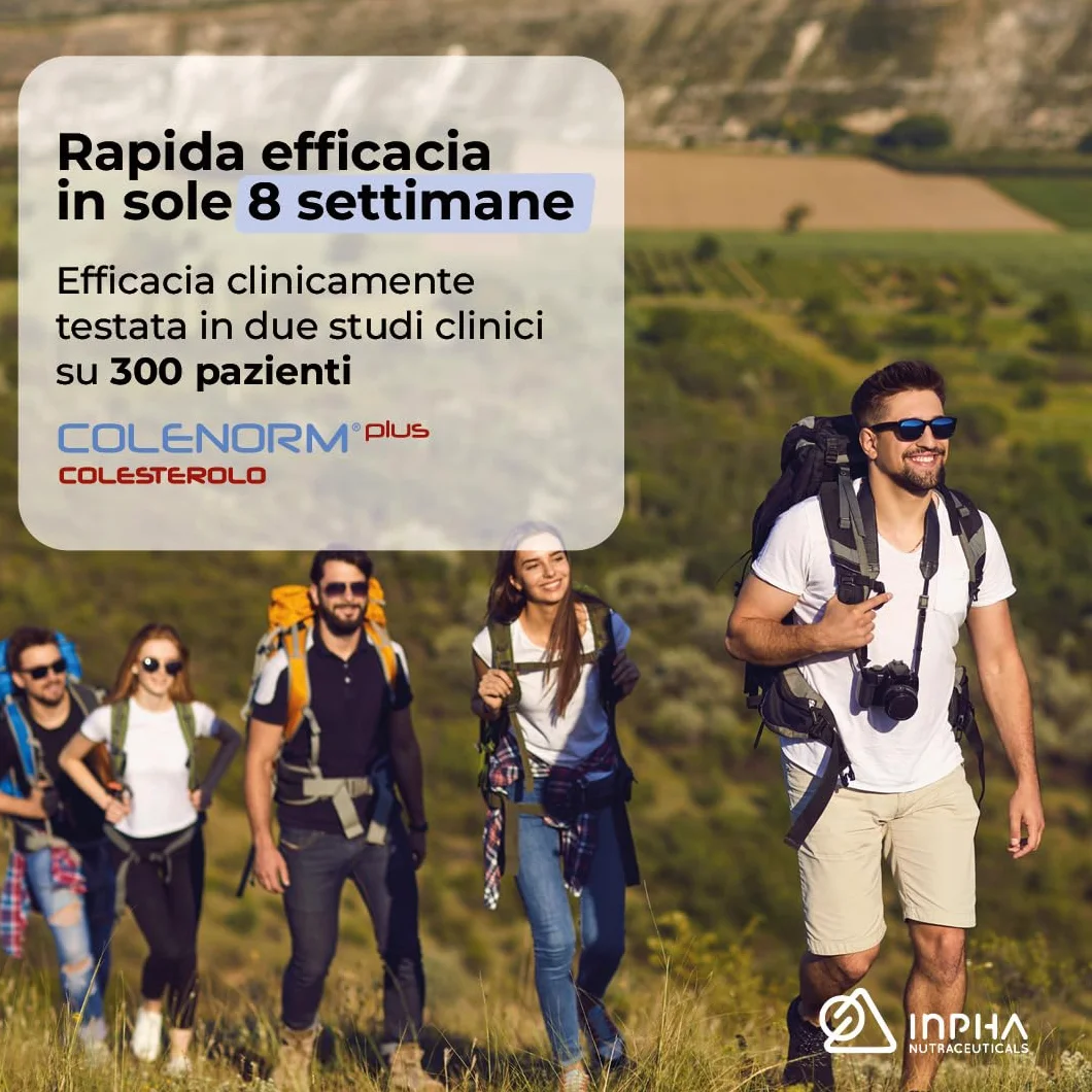COLENORM PLUS COLESTEROLO® Azione Combinata di Riso Rosso, Tocoferoli e CoQ10 - Efficacia Clinica Testata - Senza Glutine/Lattosio • 60 CPR • INPHA 2000