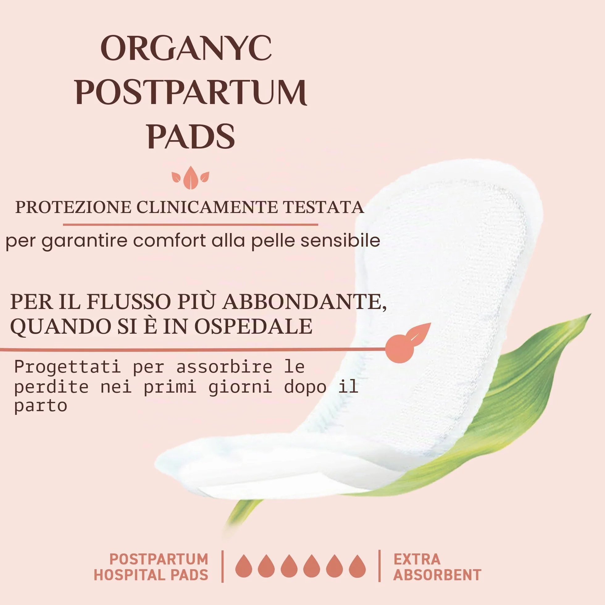 Organyc Assorbenti Post Parto per Ospedale – Primi Giorni Dopo il Parto, Ripiegati – 12 Pezzi – in 100% Cotone Biologico Certificato, Delicati per Pelli Sensibili