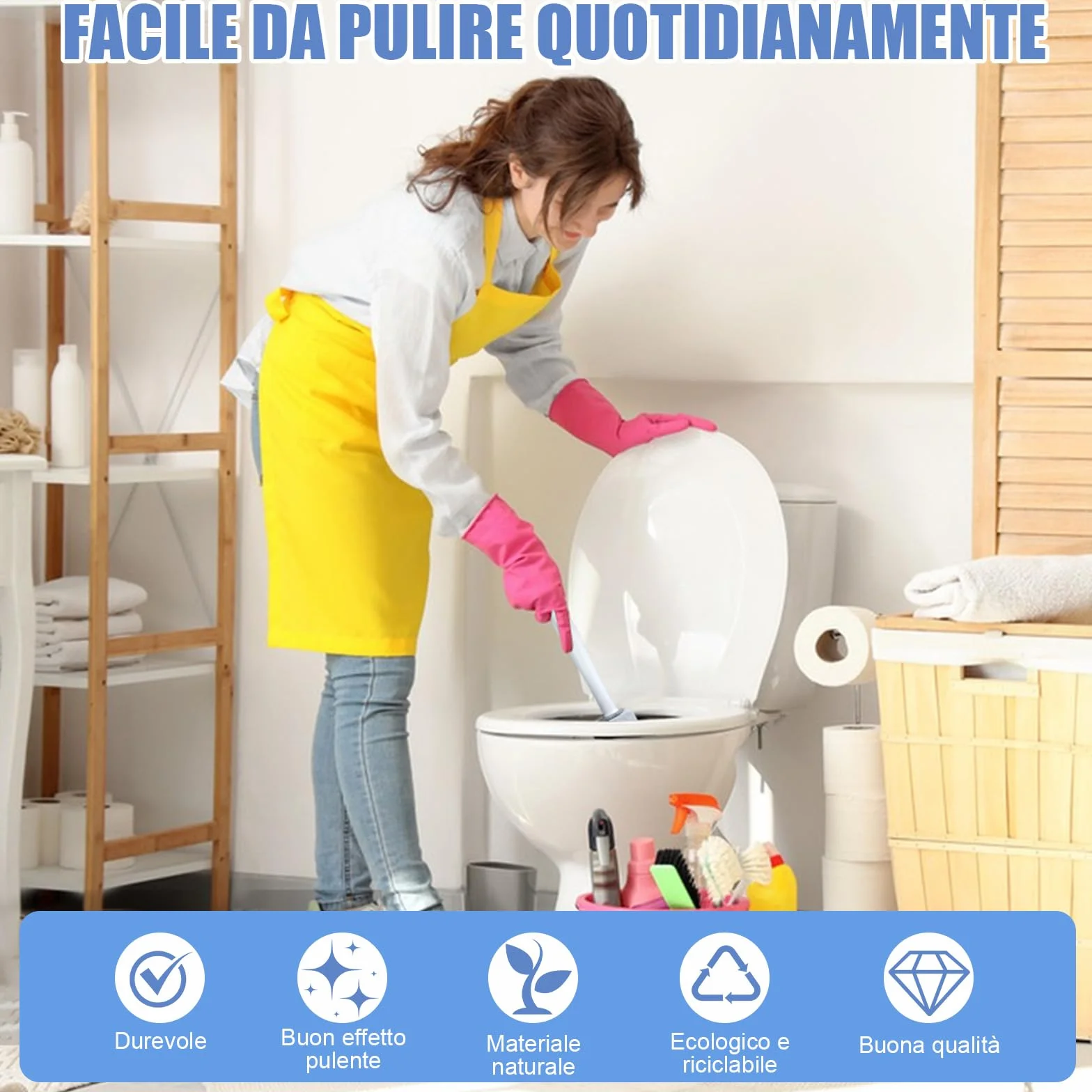Scettar Pietra Pomice per WC, 6 Pezzi Pietra Pomice Naturale Pulizia con Manico, Pomice a Testa Tonda Può Essere Utilizzato per Pulire Le Macchie in Bagni, Toilette, Lavello (Grigio Blu)