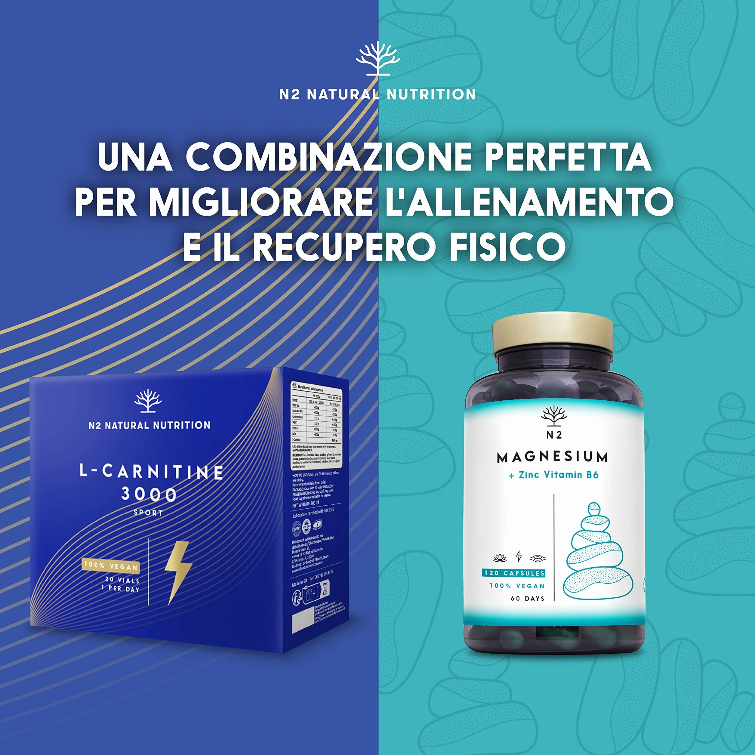 N2 Natural Nutrition L Carnitina 3000 Liquido Puro Integratore Alimentare 20 Fiale 3000mg Vegano