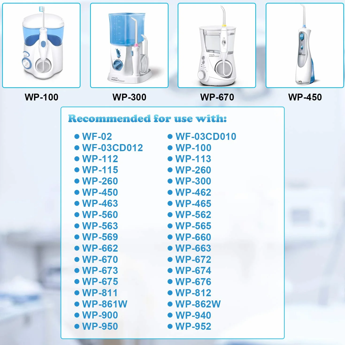 10 Pezzi Punte Idropulsore di Ricambio Compatibili con Waterpik Water Flosser WP-100, WP-100W, WP-260 e Altro Ancora, Include Punte Jet Classiche, Punte Spazzolino e Punte Tasca