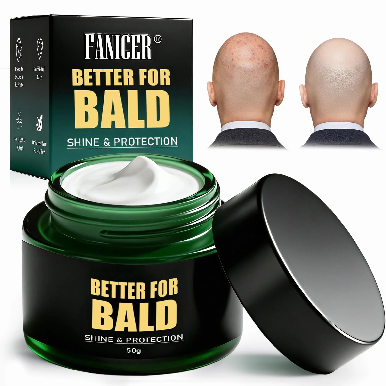 Crema Teste Rasate 50ml Idratante Lenitivo Nutriente Cura Cuoio Capelluto Dopo Rasatura Non Grassa Uomo Calvo