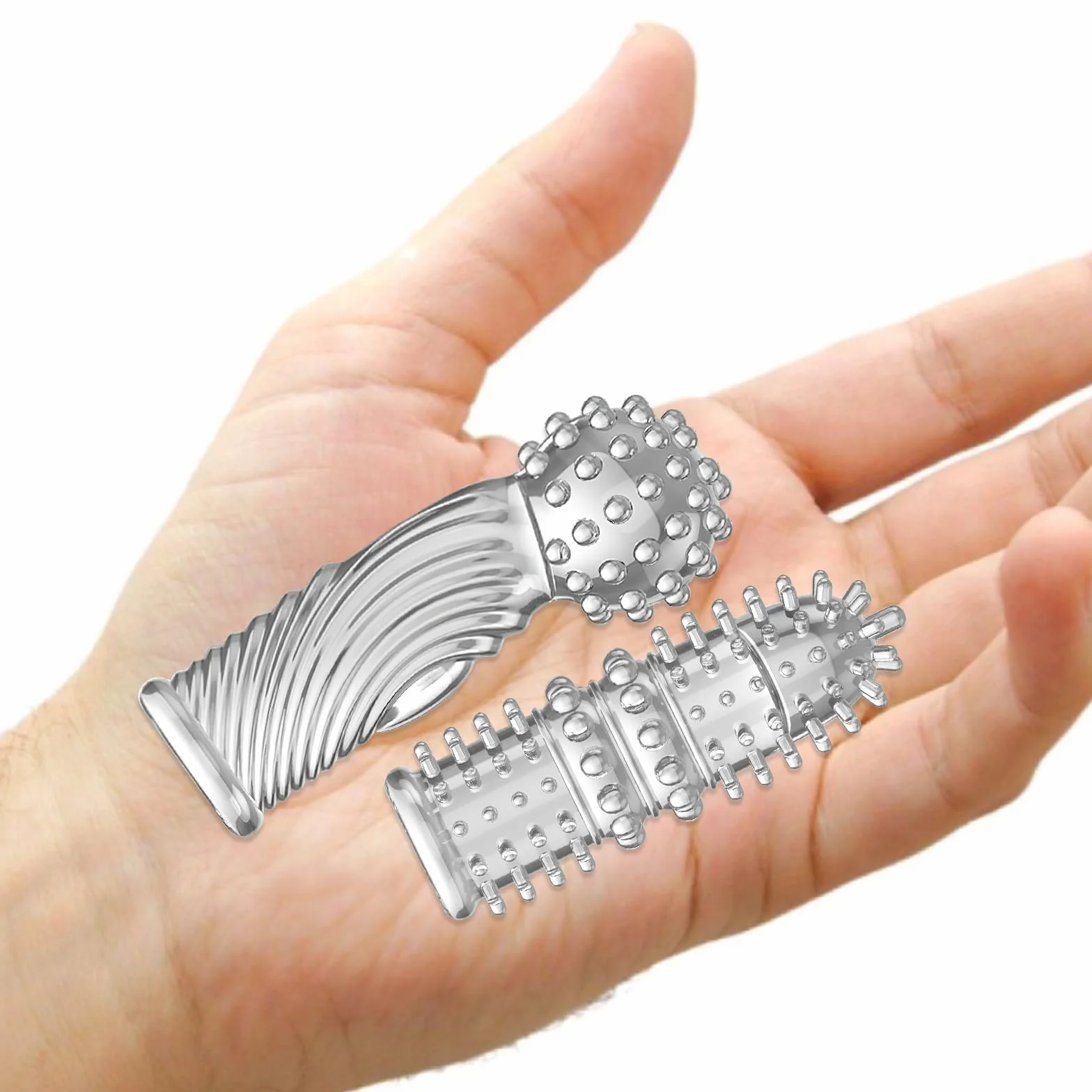 Qoosea 4 pezzi Manicotti per Dita per Coppie, Manicotti per Massaggio alle Dita Punto G, Copertura per Dita Facili da Trasportare Sex Toy(Trasparente)