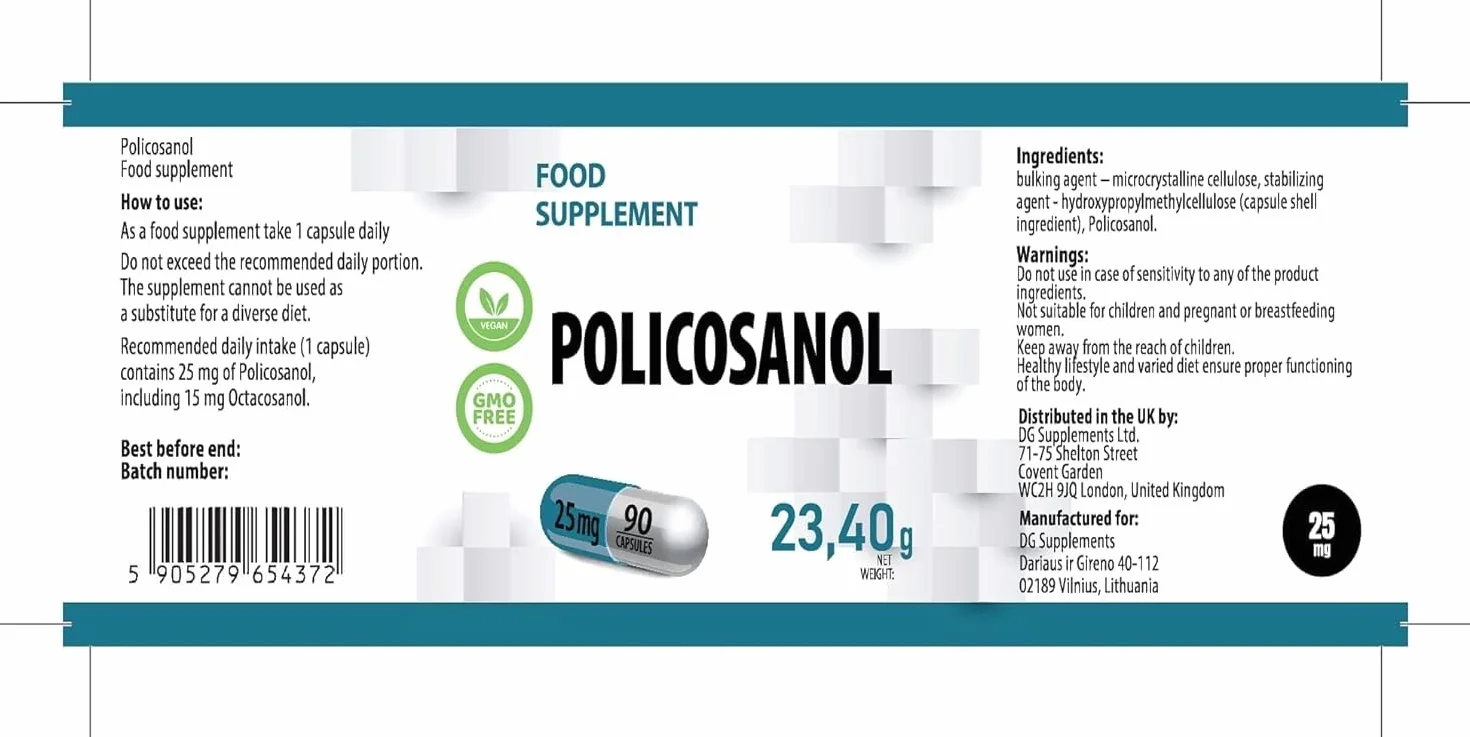 Hepatica Policosanolo 25 mg | da Canna da Zucchero | 90 Capsule Vegane | Scorta 3 Mesi | Ingrediente Unico | GMP & laboratorio indipendente