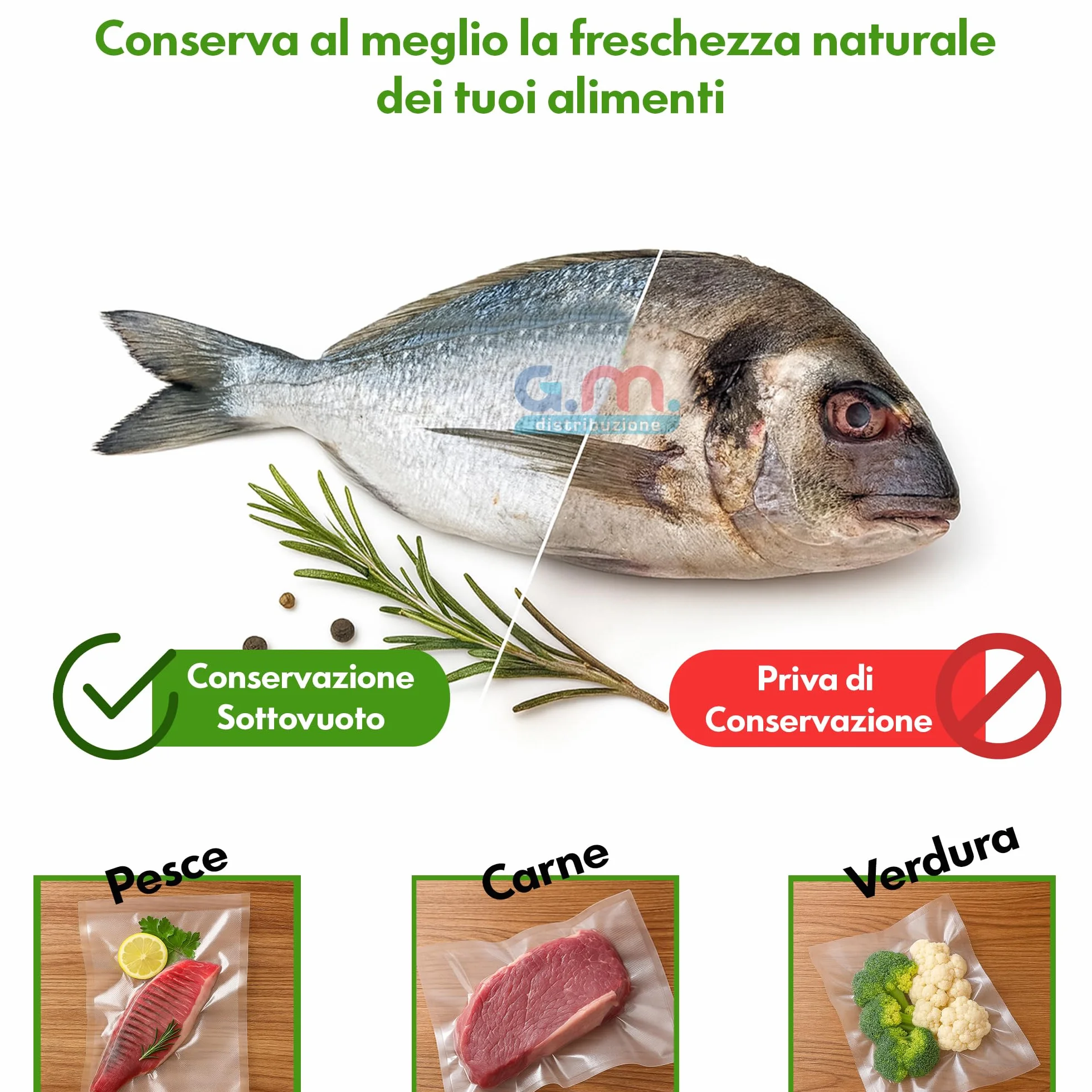 Sacchetti Sottovuoto Goffrati per Alimenti GM 100 15x25(50) 20x30(50) Senza BPA