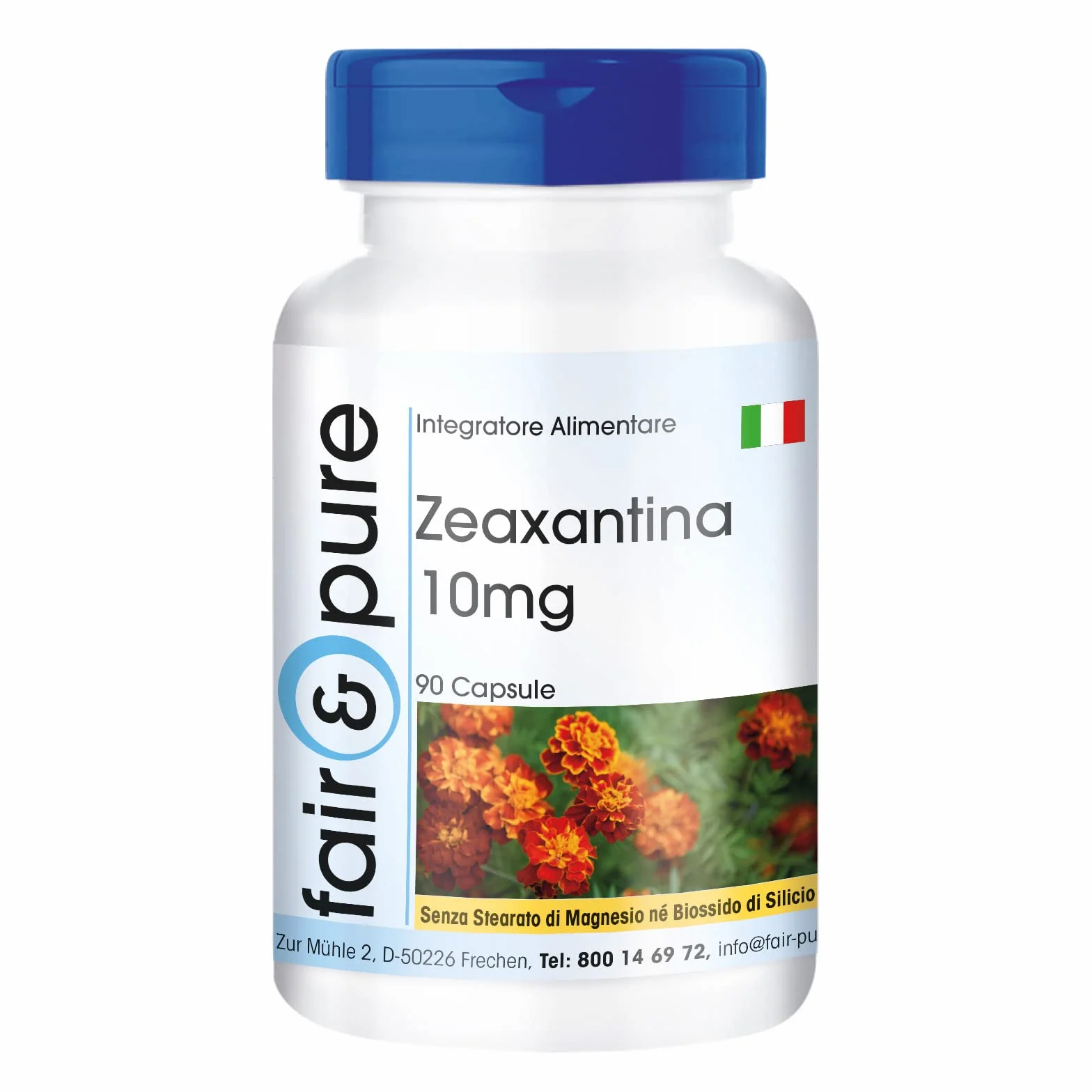 Fair & Pure Zeaxantina 10mg Naturale da fiore di calendula Vegan 90 Capsule