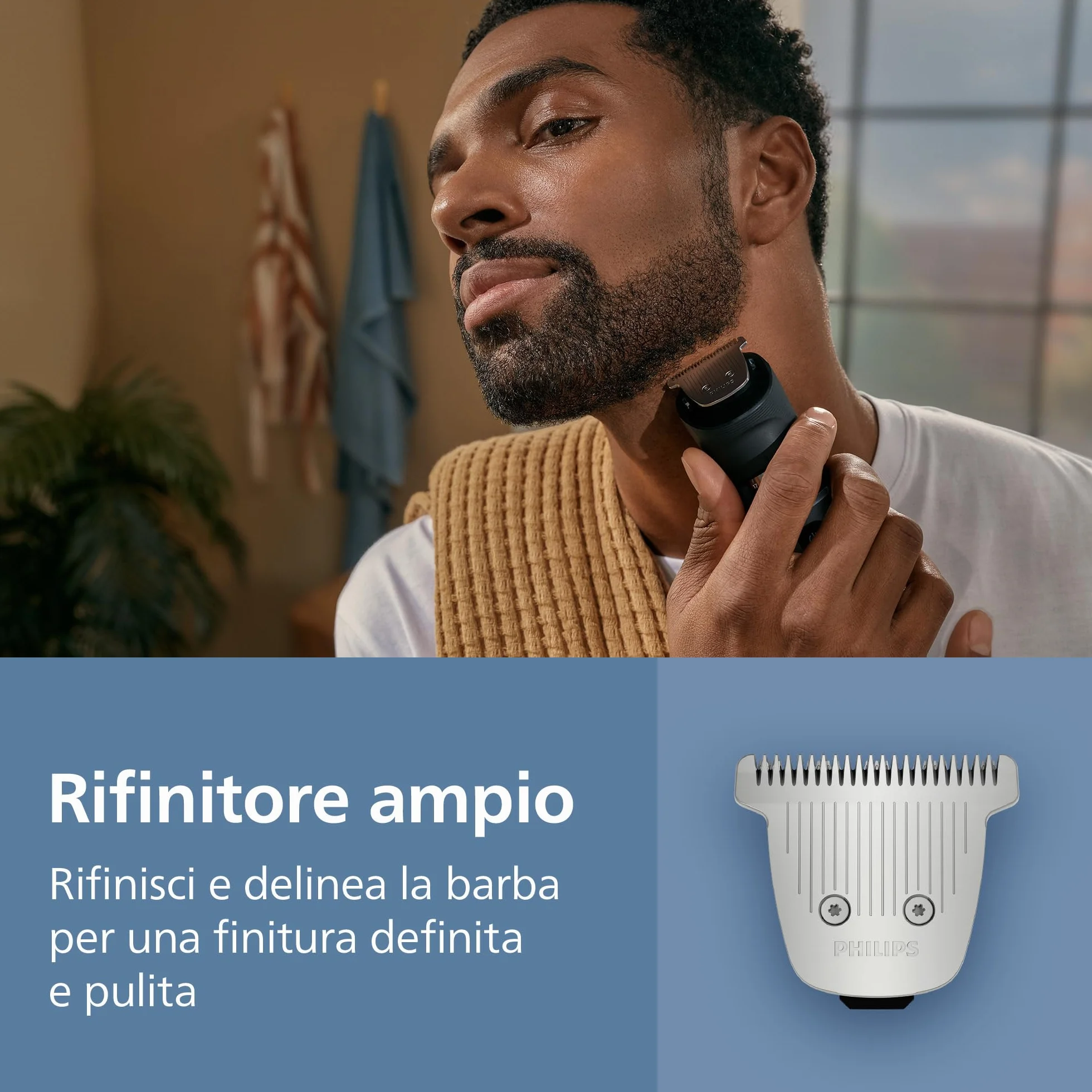Regolabarba Philips Serie 7000 BT7670/15, 40 impostazioni lunghezza, impermeabile, BeardSense