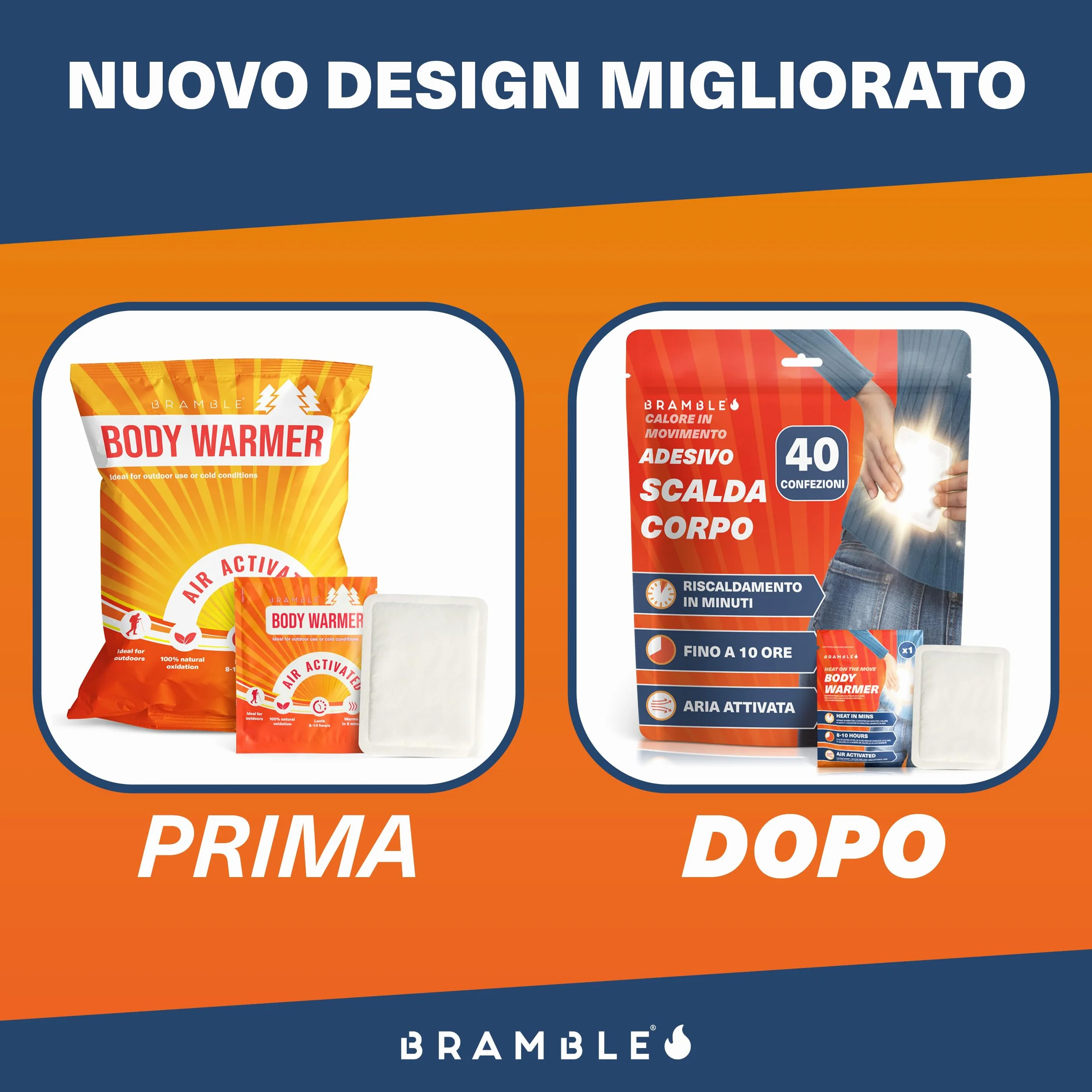 Bramble Scaldamuscoli adesivi cerotti ultrasottili calore mirato 40 sztuk 10 godzin