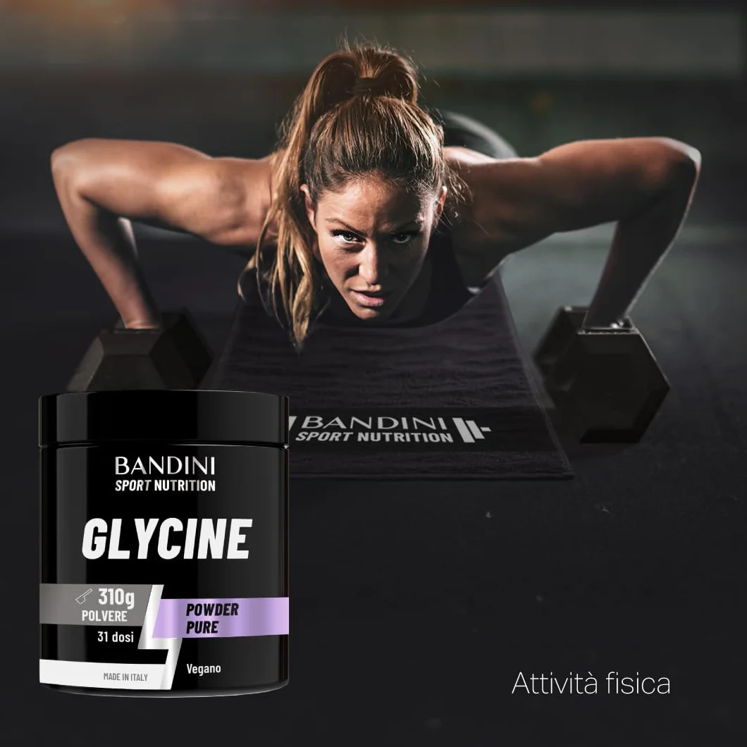 Bandini® GLICINA Polvere, Glycine Pura e Cristallina, Aiuto per il sonno, Puro Aminoacido Naturalmente Dolce, L-Glycin da 310 g, Sintesi del Collagene per Pelle e Articolazioni, Senza Additivi