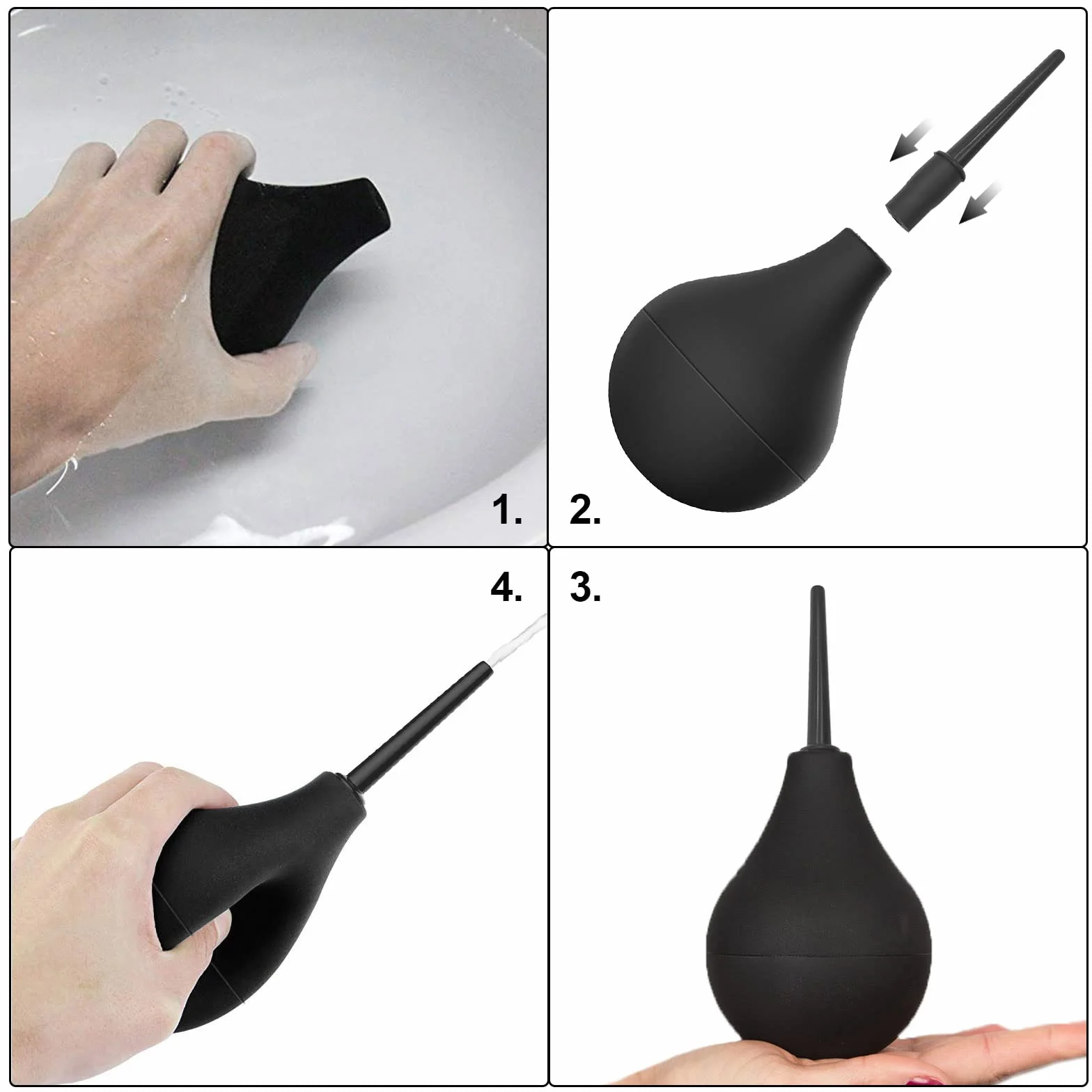 Doccia per clistere in silicone riutilizzabile 160 ml nero 15,5 x 7 cm