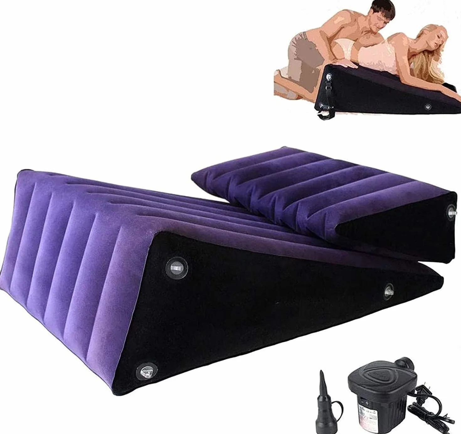 Divano multifunzionale BDSM con manette, cavigliere e pompa, cuscino lombare gonfiabile, giocattoli sessuali per coppie