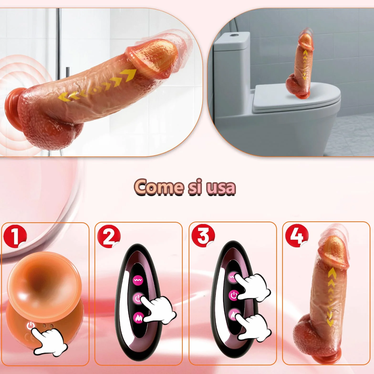 Dildo Vibratoreper Donna Vibratore Anale Pene Realistico XXL Grosso da 5,8 cm di Diametro Dildo Realistico con 5 Spinte 10 Vibrazione e Modalità di Riscaldamento Telecomando Vibratoreper Donna Grandi