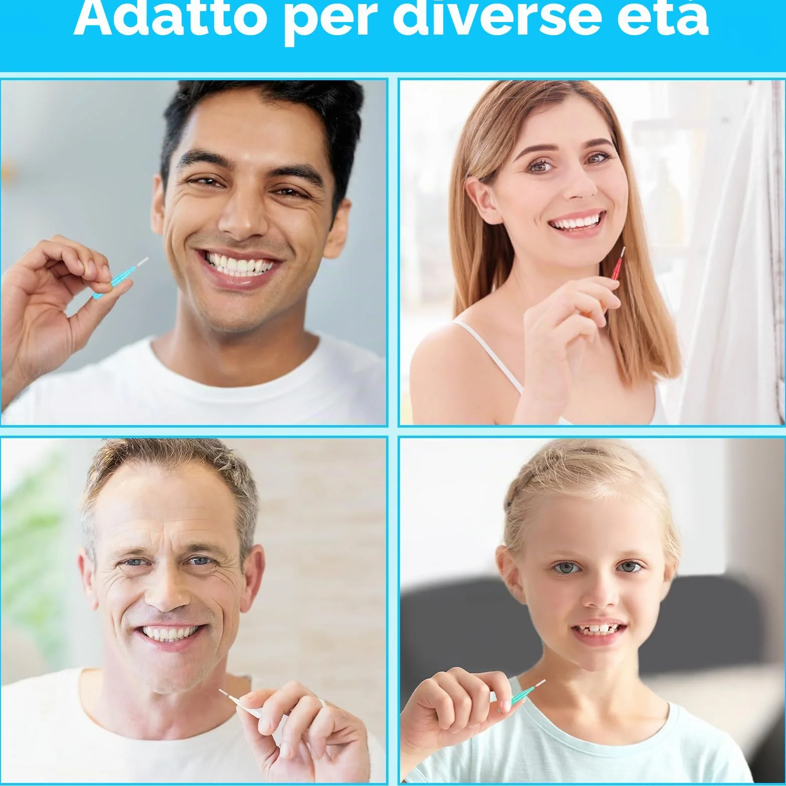 Scovolini Dentali 50 Pezzi, Scovolino per Pulizia Denti con Coperchio, Spazzolini Interdentali per Igiene Orale (5 Colori)