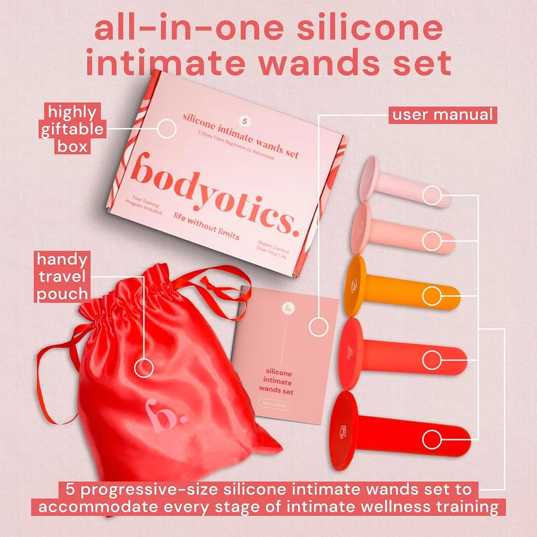 Dilatatori Bodyotics in silicone per donne - Set di 5 misure graduali per esercizio pavimento pelvico