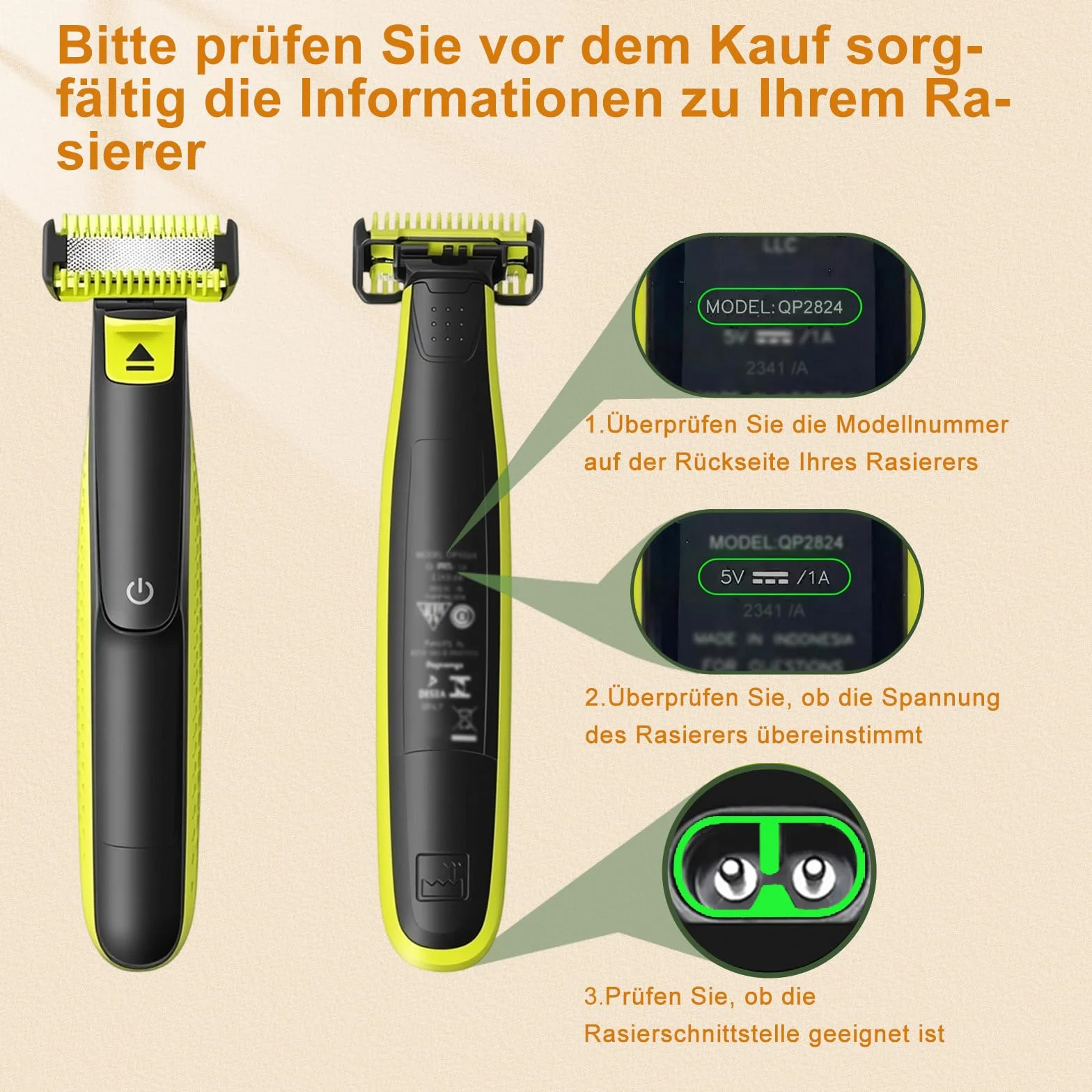 Philips One Blade 360 caricatore 5 V USB rasoio QP2824 QP2834 QP2720 MG9530 MG9525 MG5950