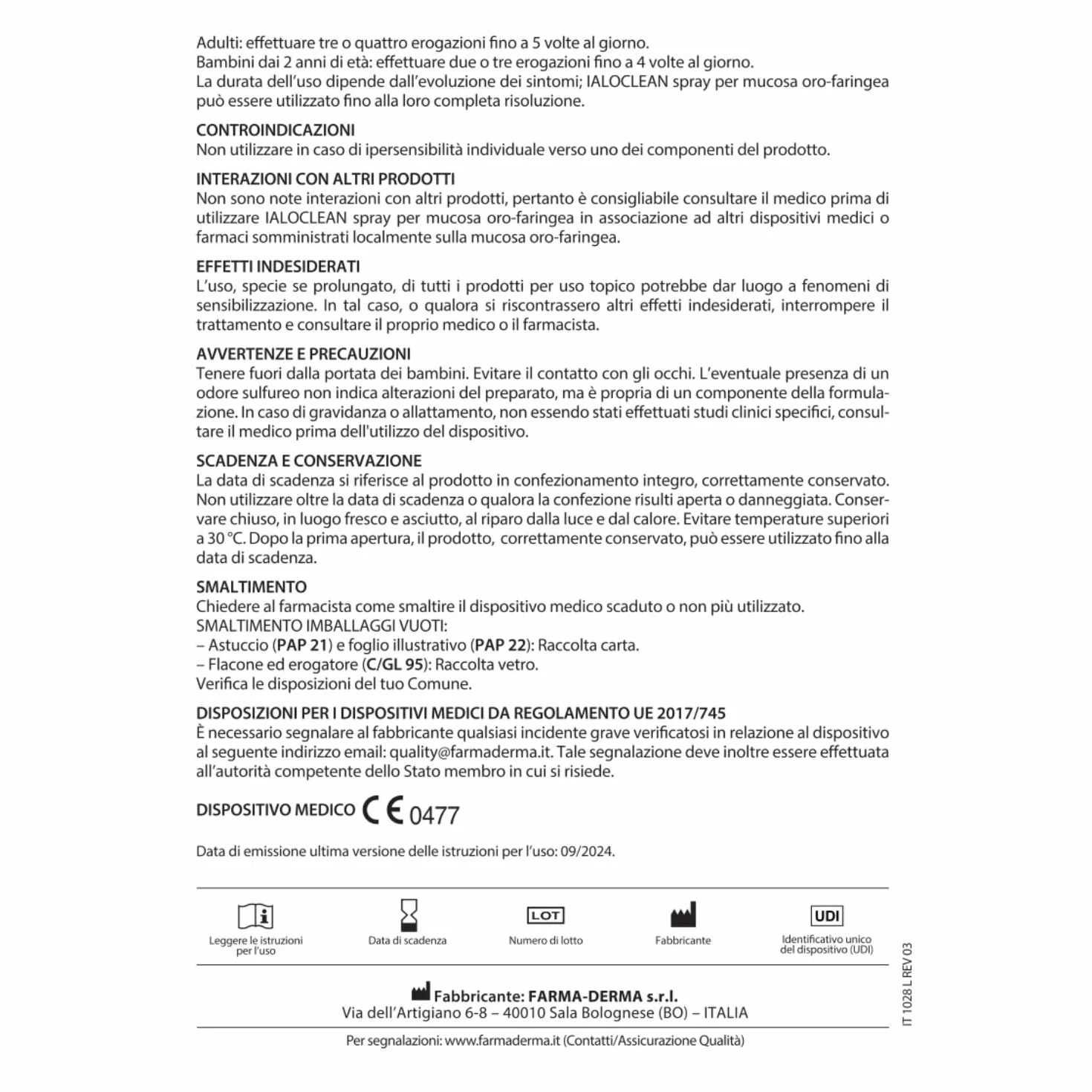 FARMA-DERMA Ialoclean Spray per Mucosa Oro-Faringea 30ml a Base di Acido Ialuronico | Spray Gola | Idratante, Lubrificante e Emolliente | Coadiuvante delle Affezioni delle Vie Respiratorie
