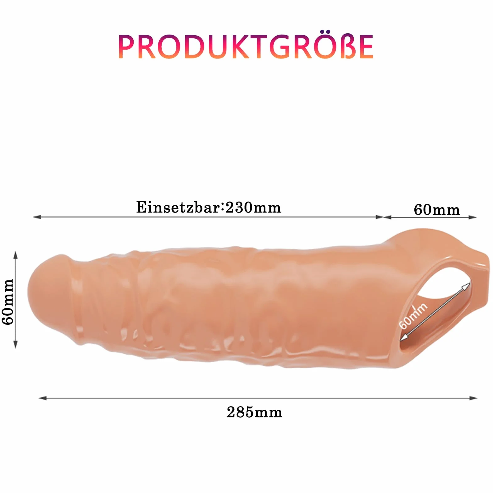 Manicotto per pene XXL 28 cm 5 cm Giocattoli sessuali per coppie Color carne
