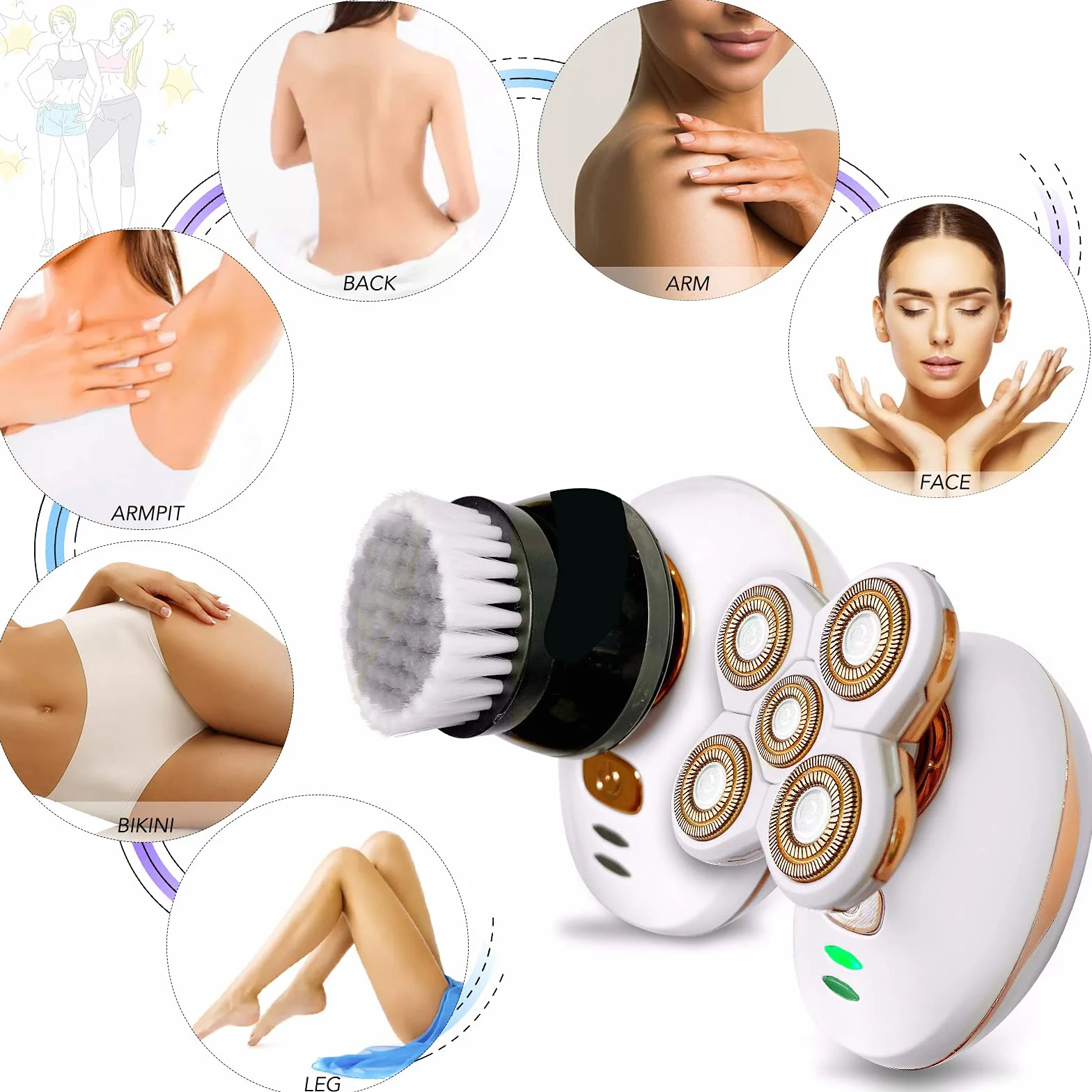 2021 Upgrade Rasoio Elettrico Da Donna, Lady Shaver Indolore, Impermeabile Epilatore per il Corpo Femminile, Ricaricabile e cordless Trimmer Depilazione per gambe Viso Corpo Labbra Ascelle