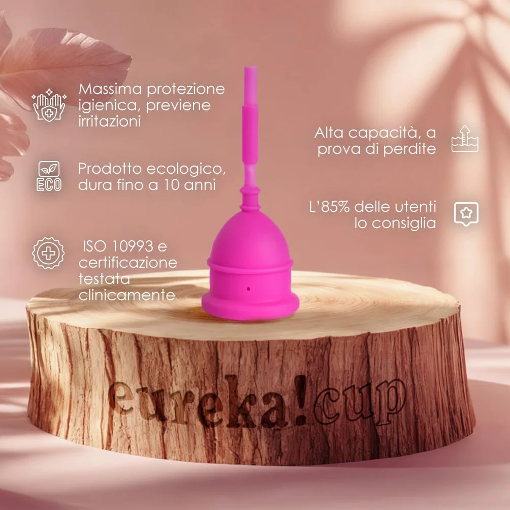 EUREKA! Cup Coppetta Mestruale Silicone Medico Svuotabile Senza Rimuoverla
