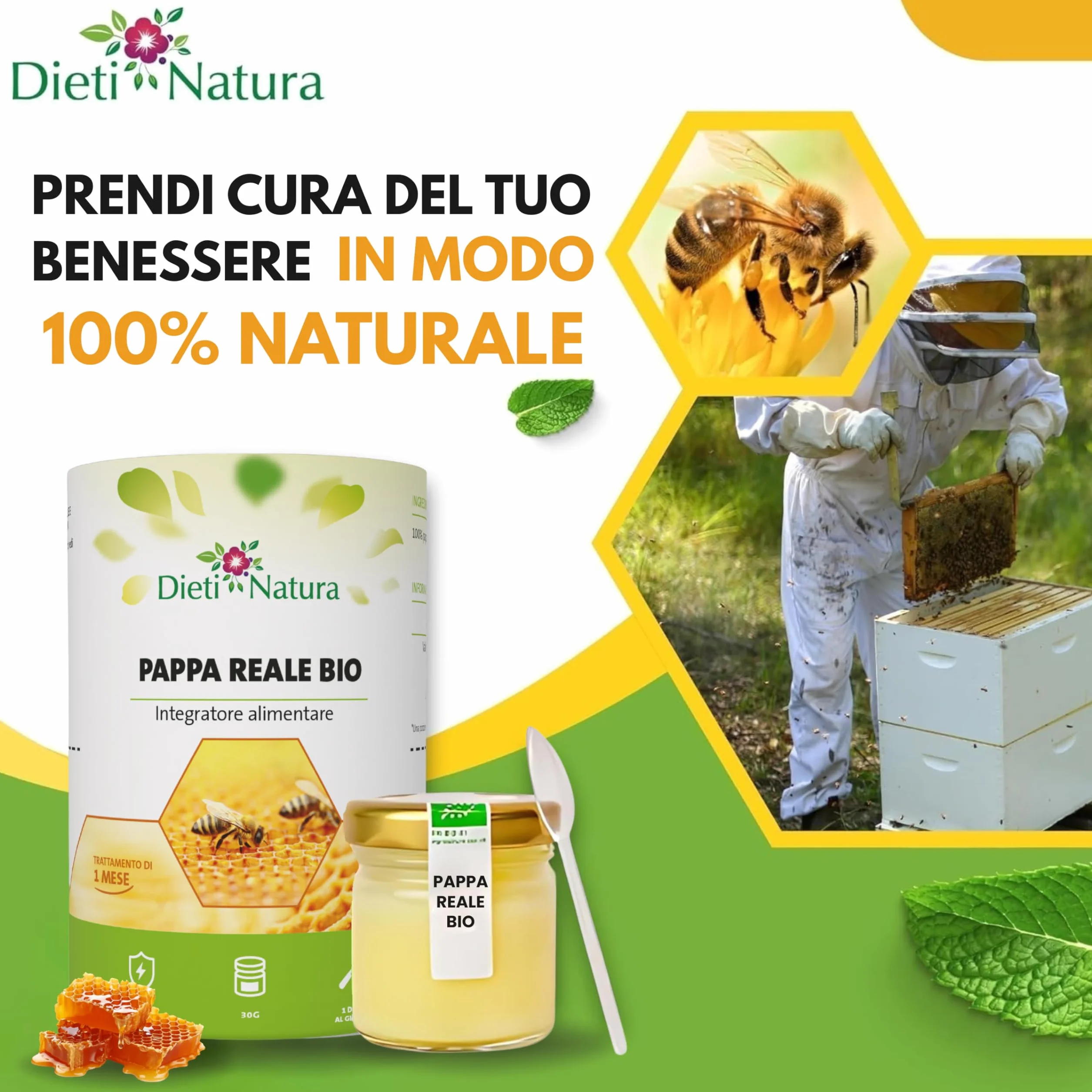 Pappa Reale Fresca BIO 30 g 3 Vasetti – Pappa Reale Pura con Vitamine, Oligoelementi e Minerali